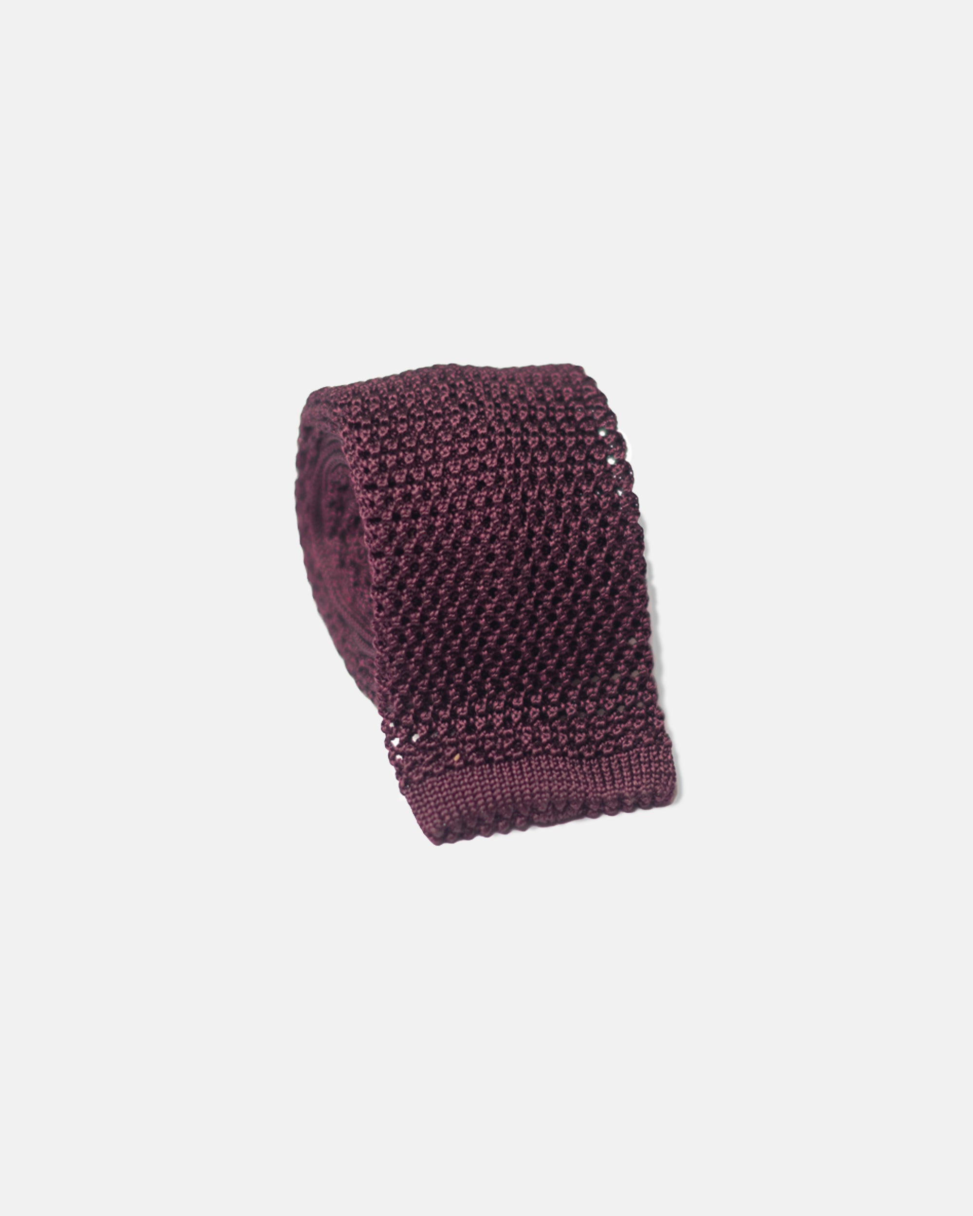 Made-in-Italy Burgundy Silk Knit Tie
