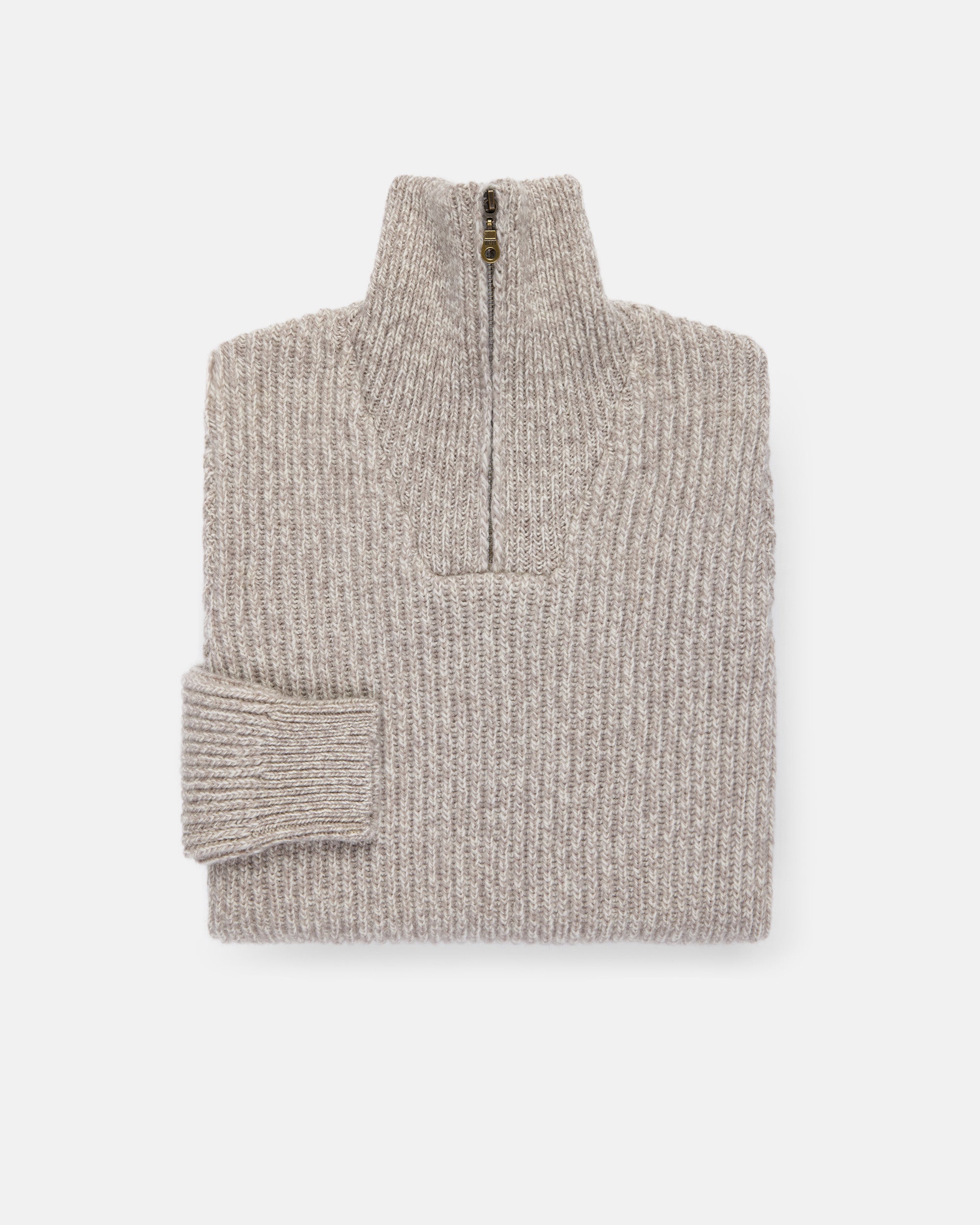 Made-in-Norway Grey 1/4 Zip Ribbed Sweater