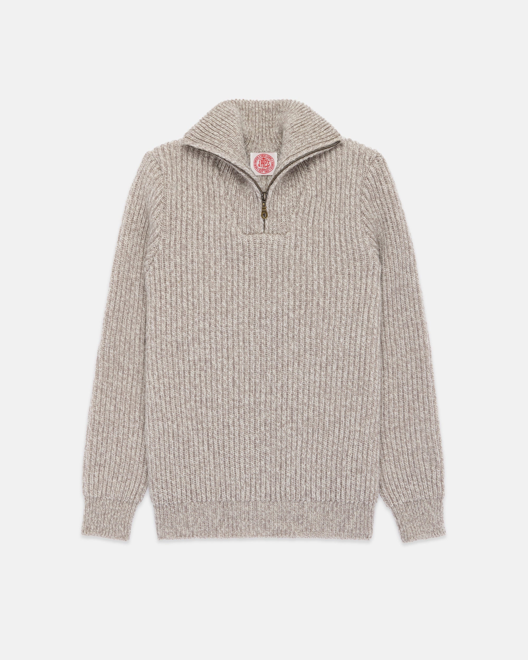 Made-in-Norway Grey 1/4 Zip Ribbed Sweater