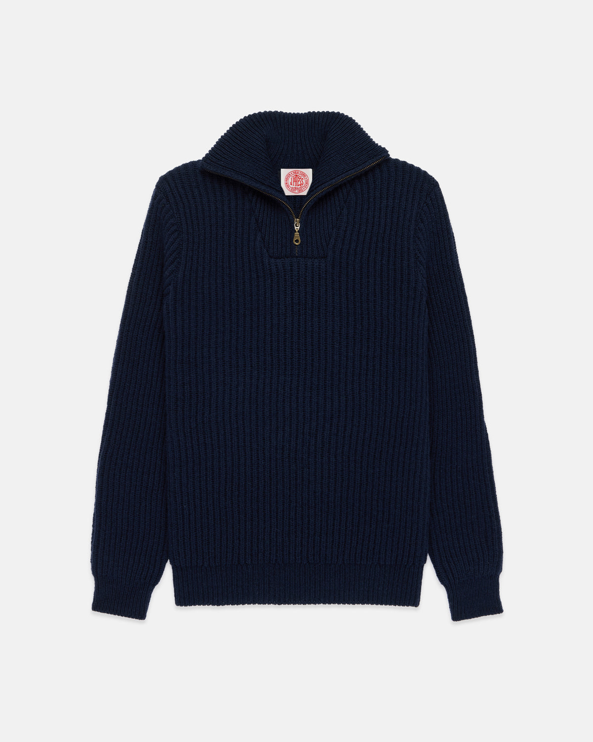 Made-in-Norway Navy 1/4 Zip Ribbed Sweater