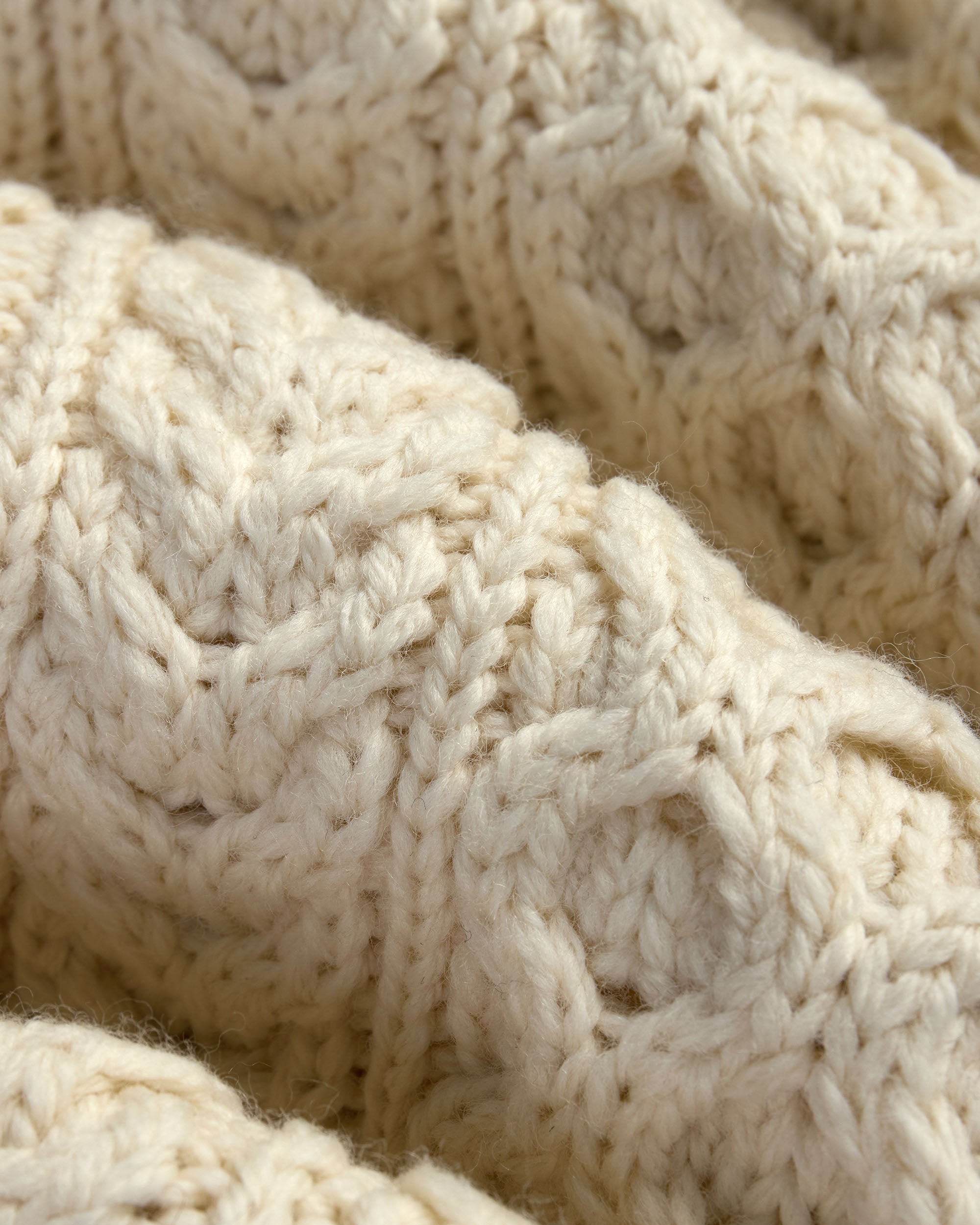 Made-in-Ireland Natural Aran Knit Turtleneck Sweater
