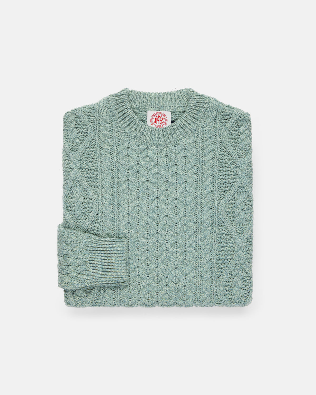 Made-in-Ireland Sage Aran Fisherman’s Sweater