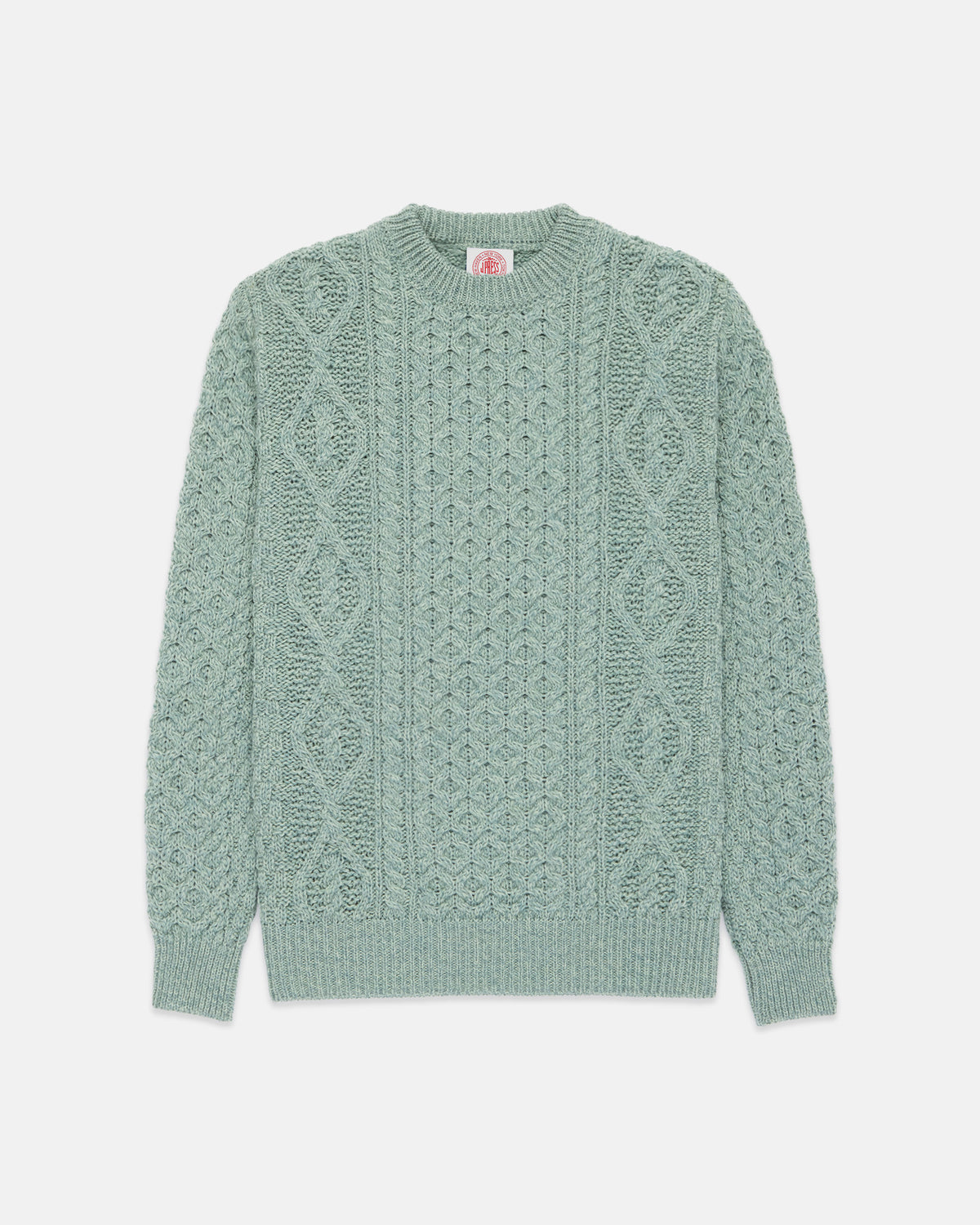 Made-in-Ireland Sage Aran Fisherman’s Sweater