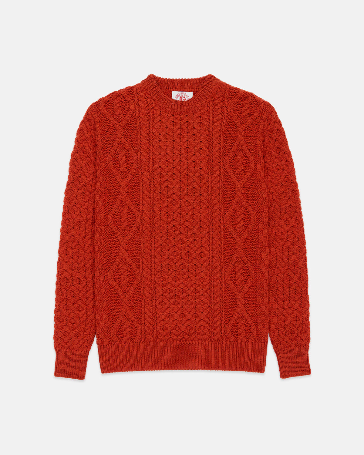 Made-in-Ireland Orange Marl Aran Fisherman’s Sweater
