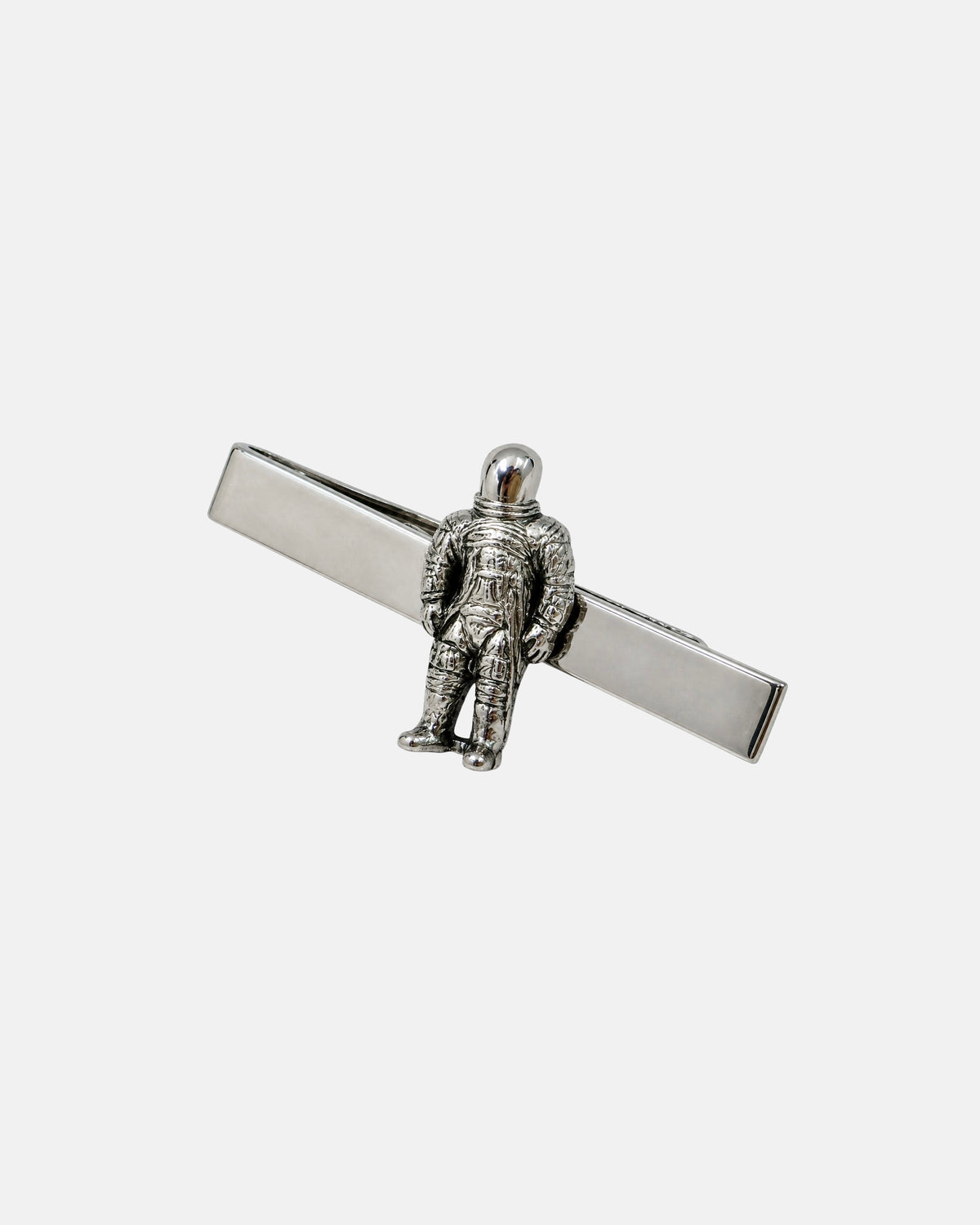 Vintage Astronaut Silver Metal Tie Bar Clip