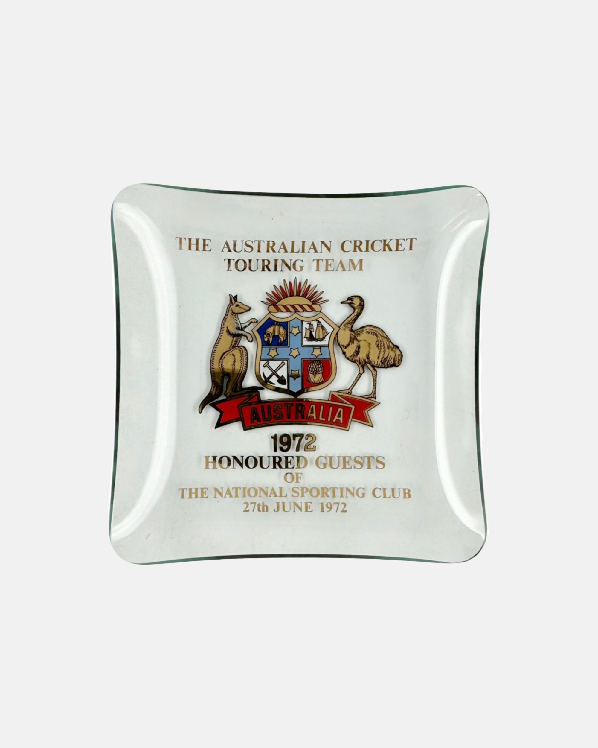 Vintage The Australian Cricket Touring Team 1972 Glass Ashtray