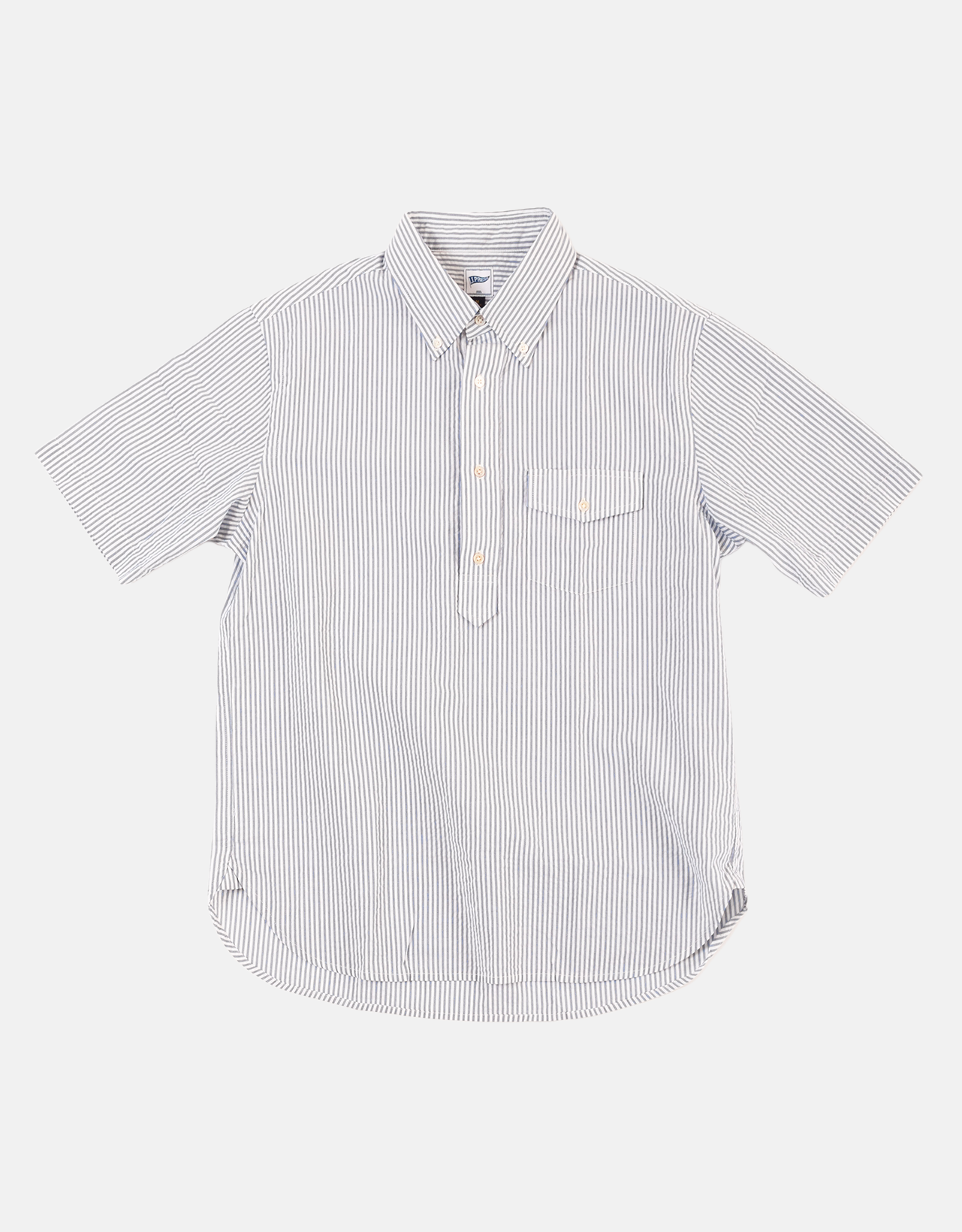 Blue & White Stripe Seersucker Popover Shirt- Trim Fit