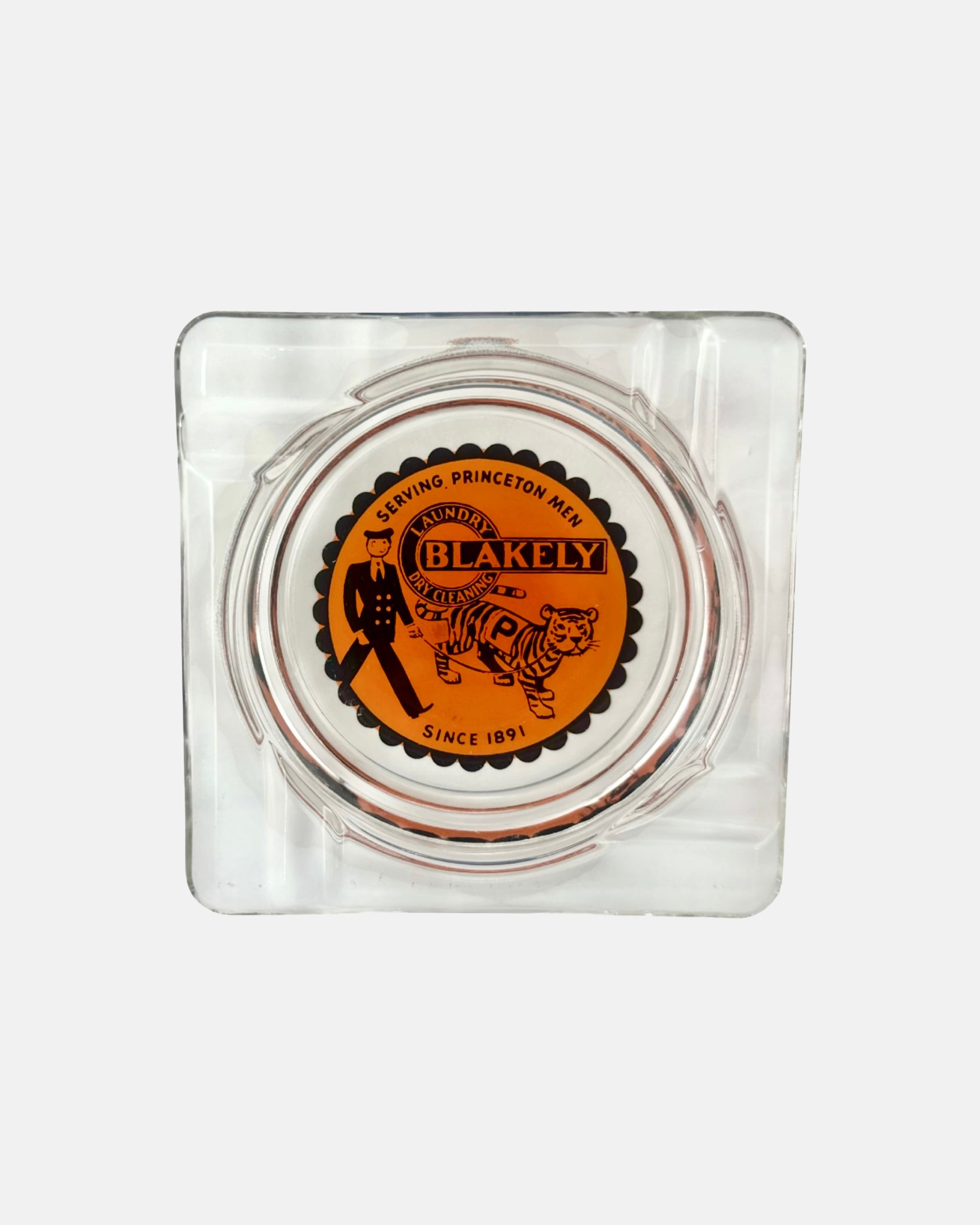 Vintage Blakely Laundry Princeton University Glass Ashtray