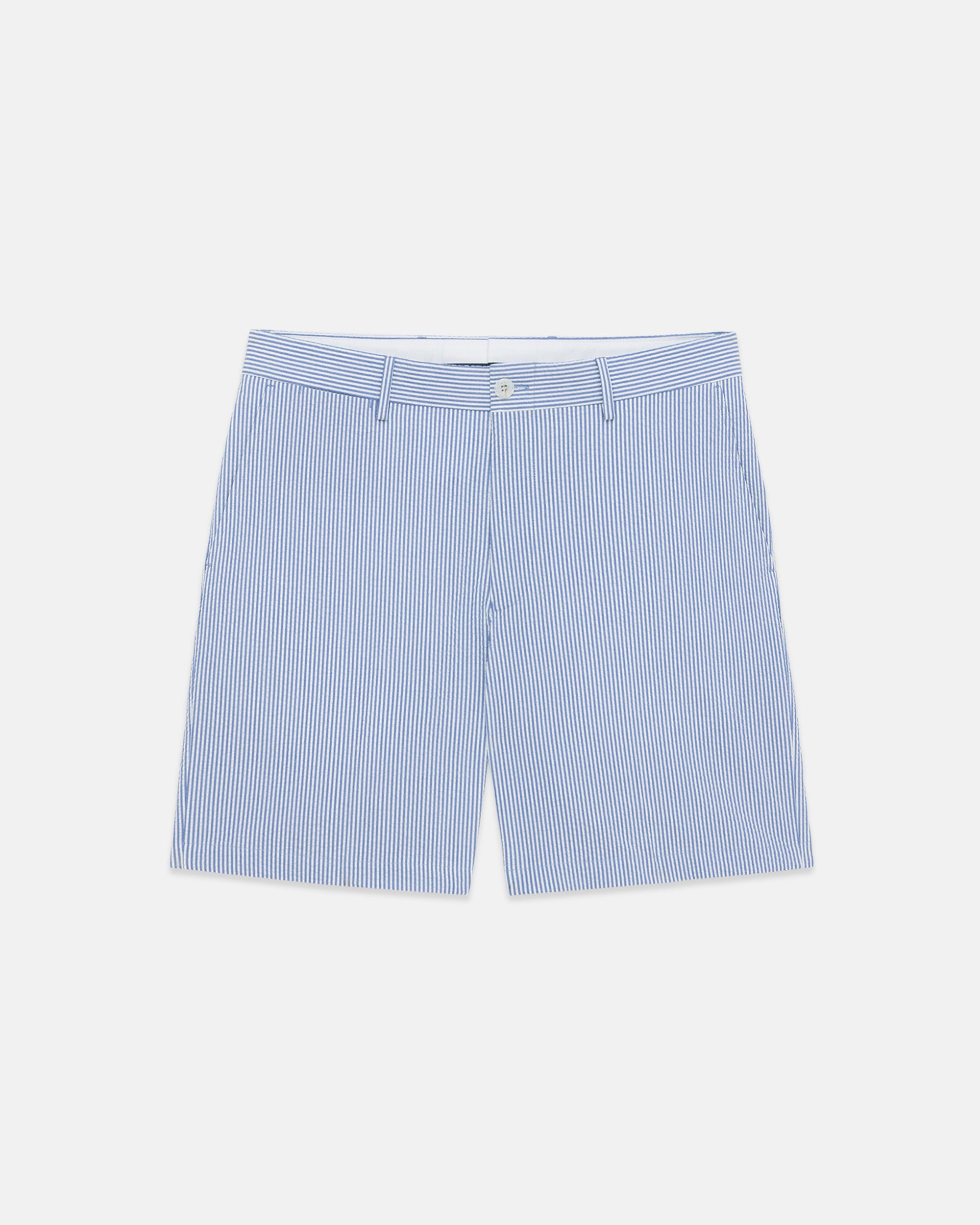 Blue Cotton Seersucker Shorts