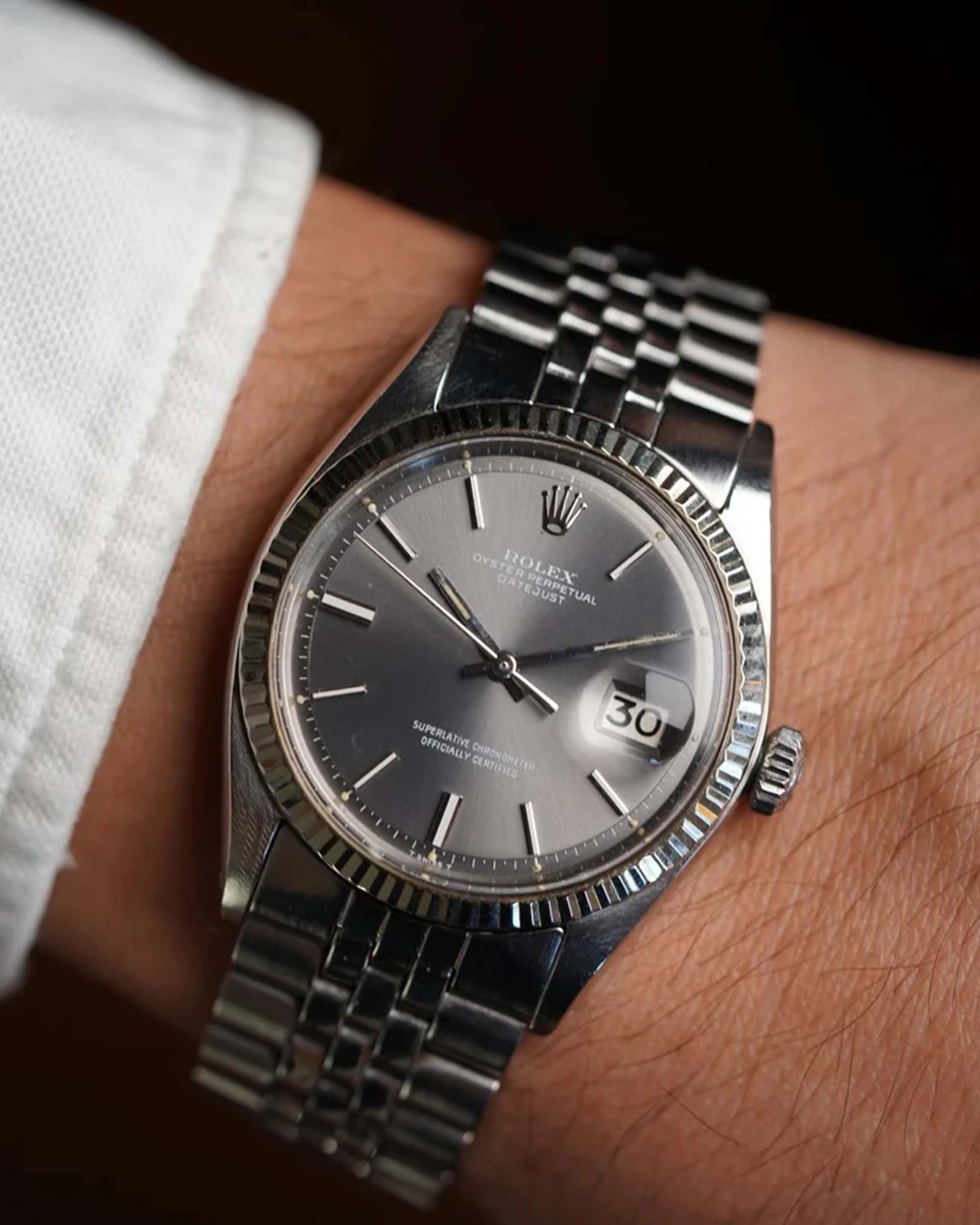 Rolex Grey Dial Datejust Reference 1601 Unpolished
