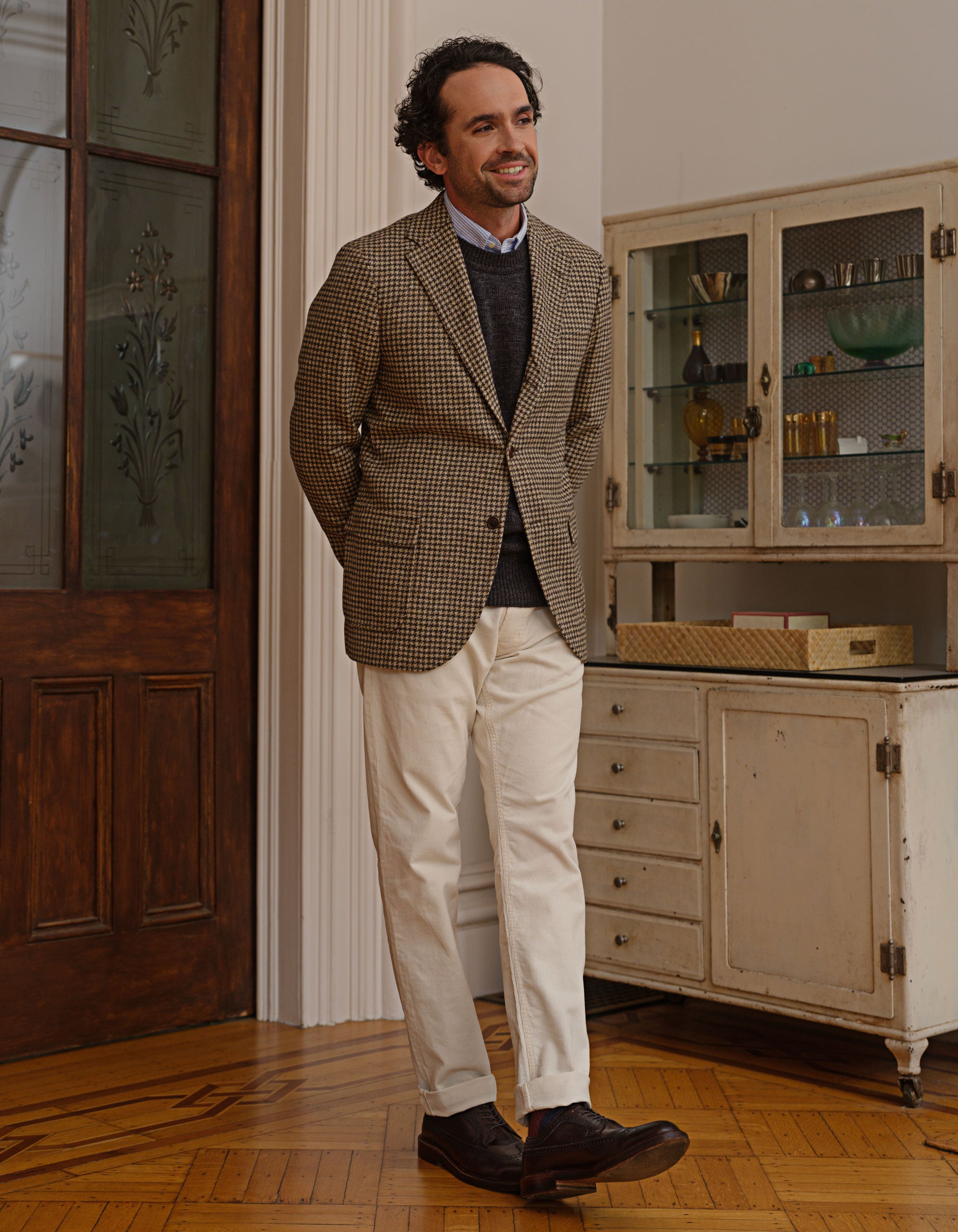 Stone Pincord 5-Pocket Pants - Trim Fit