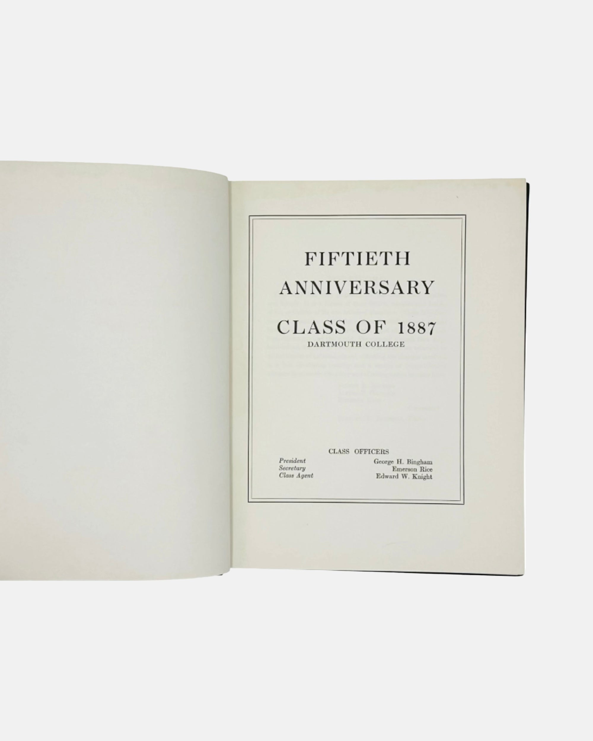 Dartmouth College Class of 1887 Fiftieth Anniversary Book 1937
