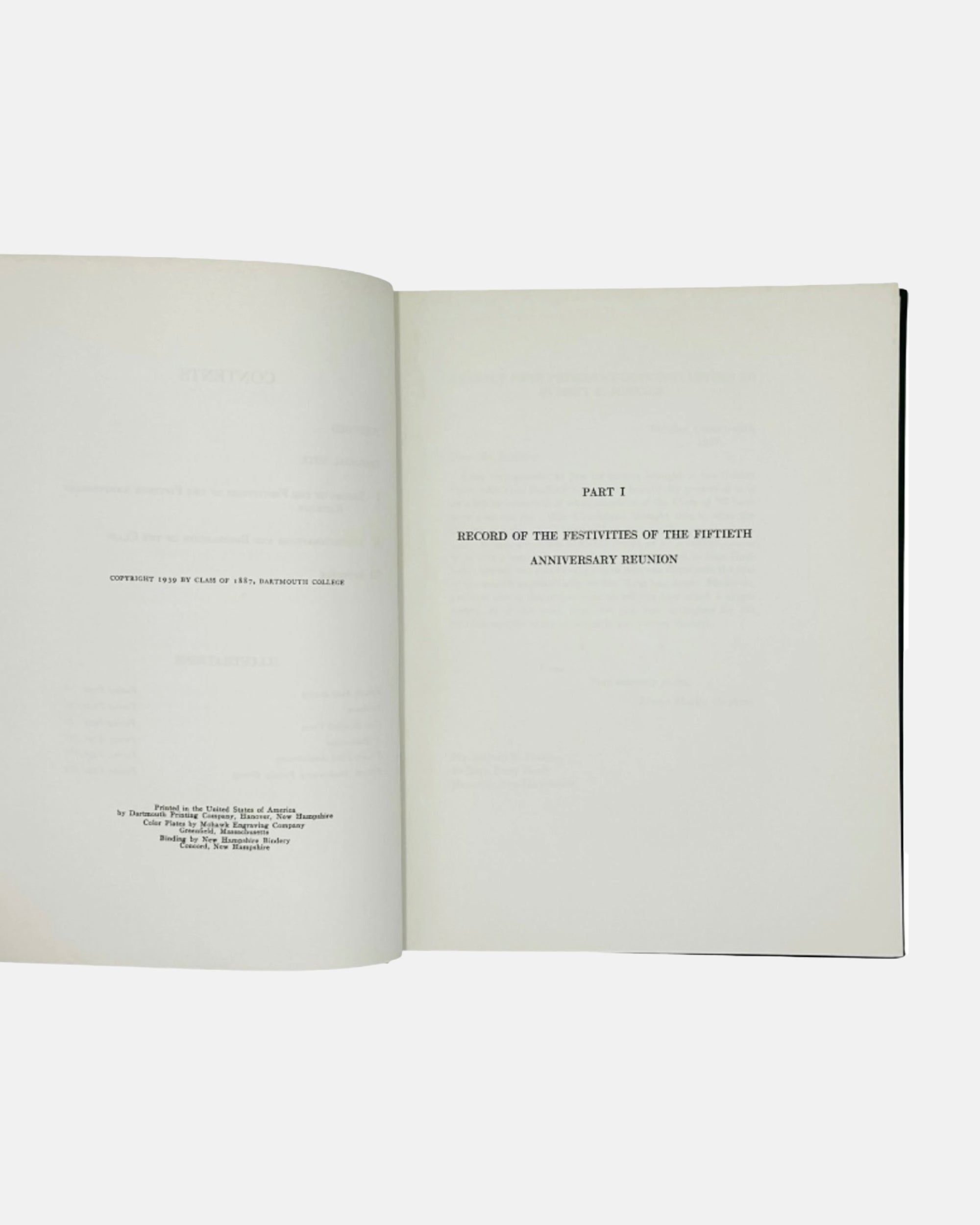 Dartmouth College Class of 1887 Fiftieth Anniversary Book 1937