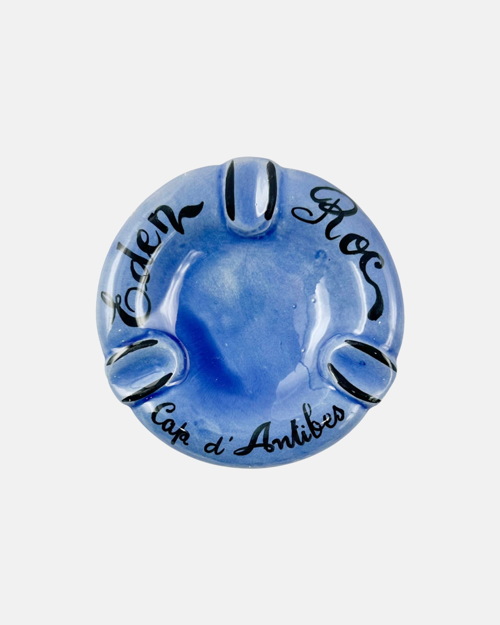 Vintage Hotel Eden Roc Cap d'Antibes Blue Ceramic Ashtray