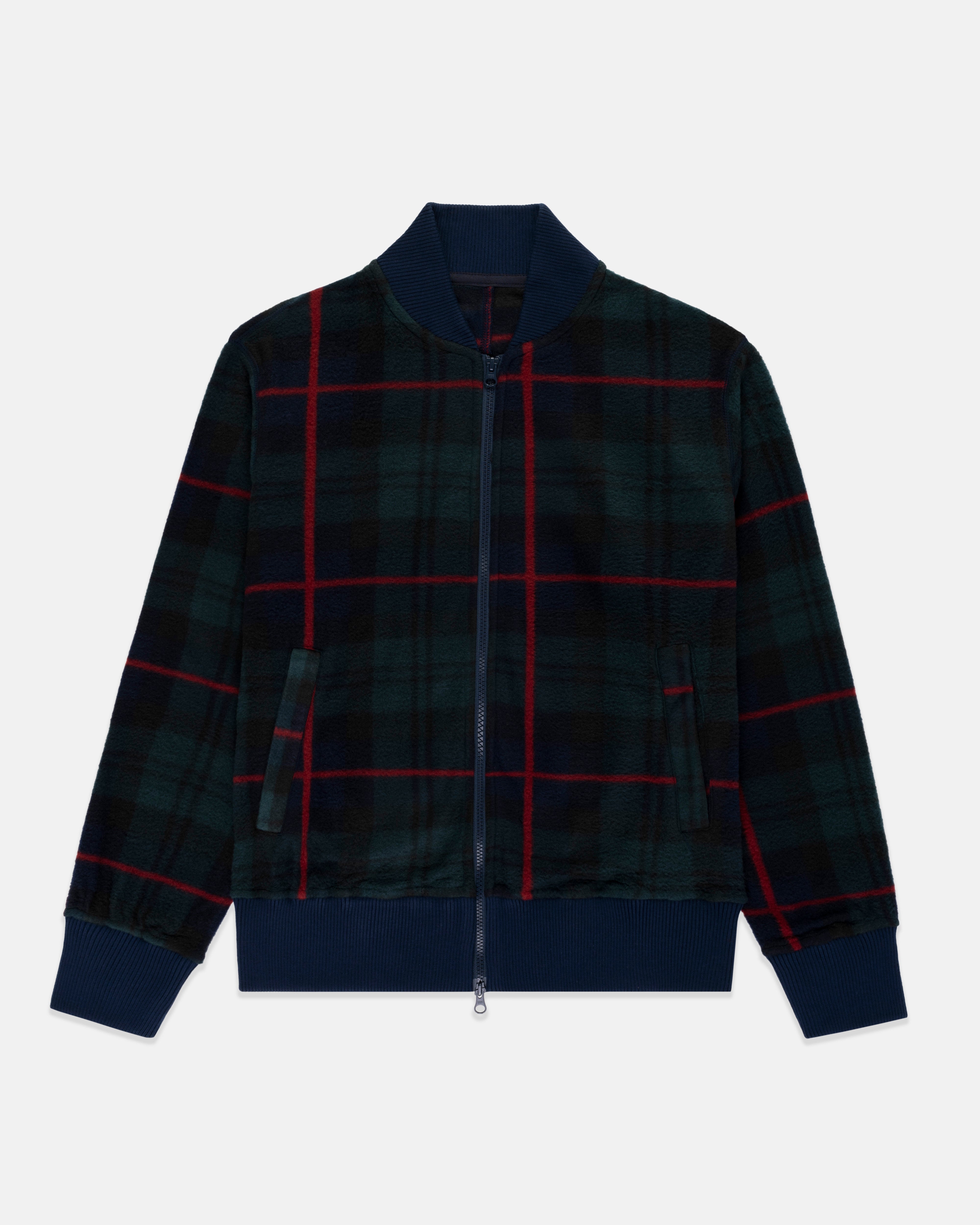Plaid Polar Fleece Track Jacket