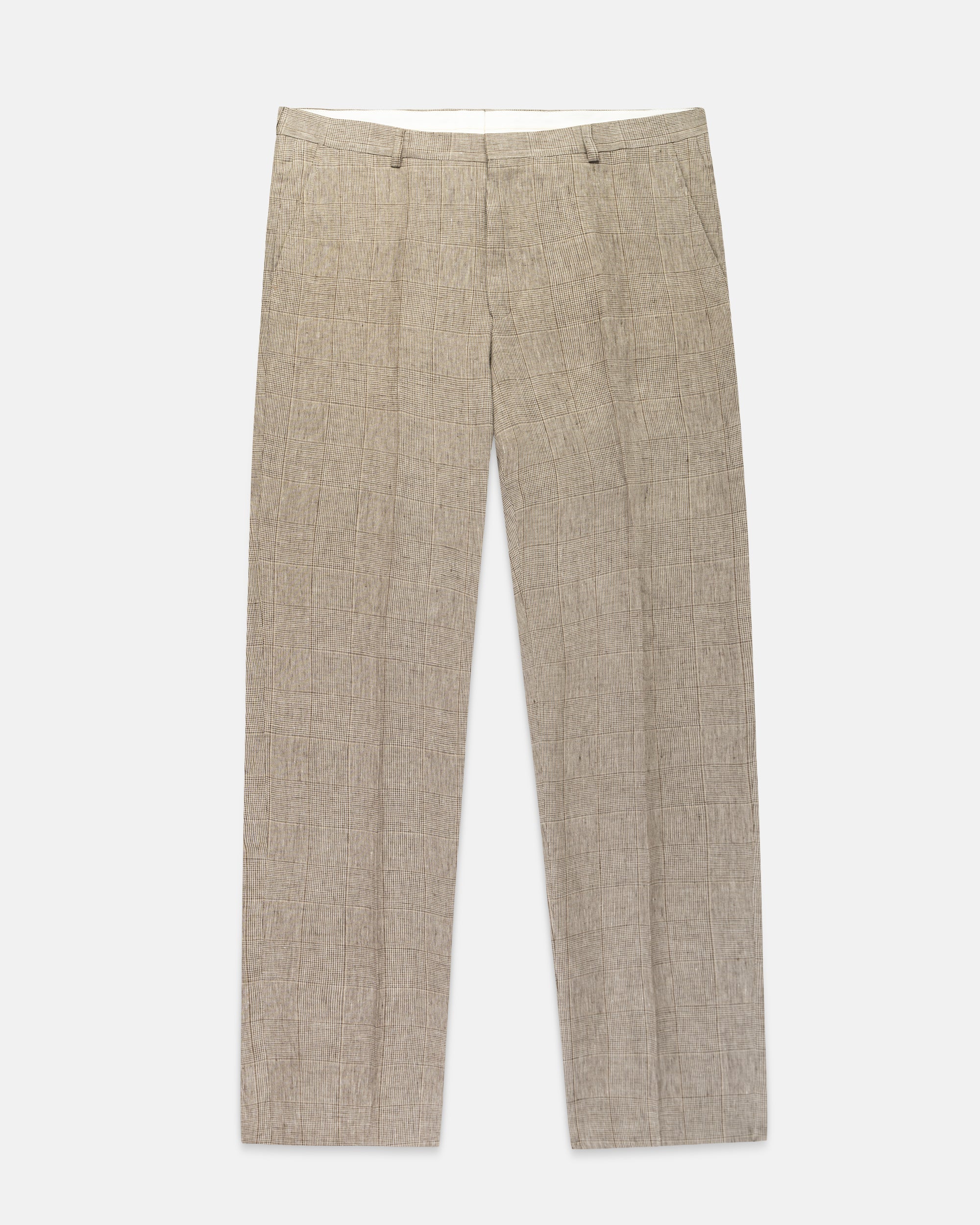 Made-in-USA Tan Prince of Wales Linen Trouser