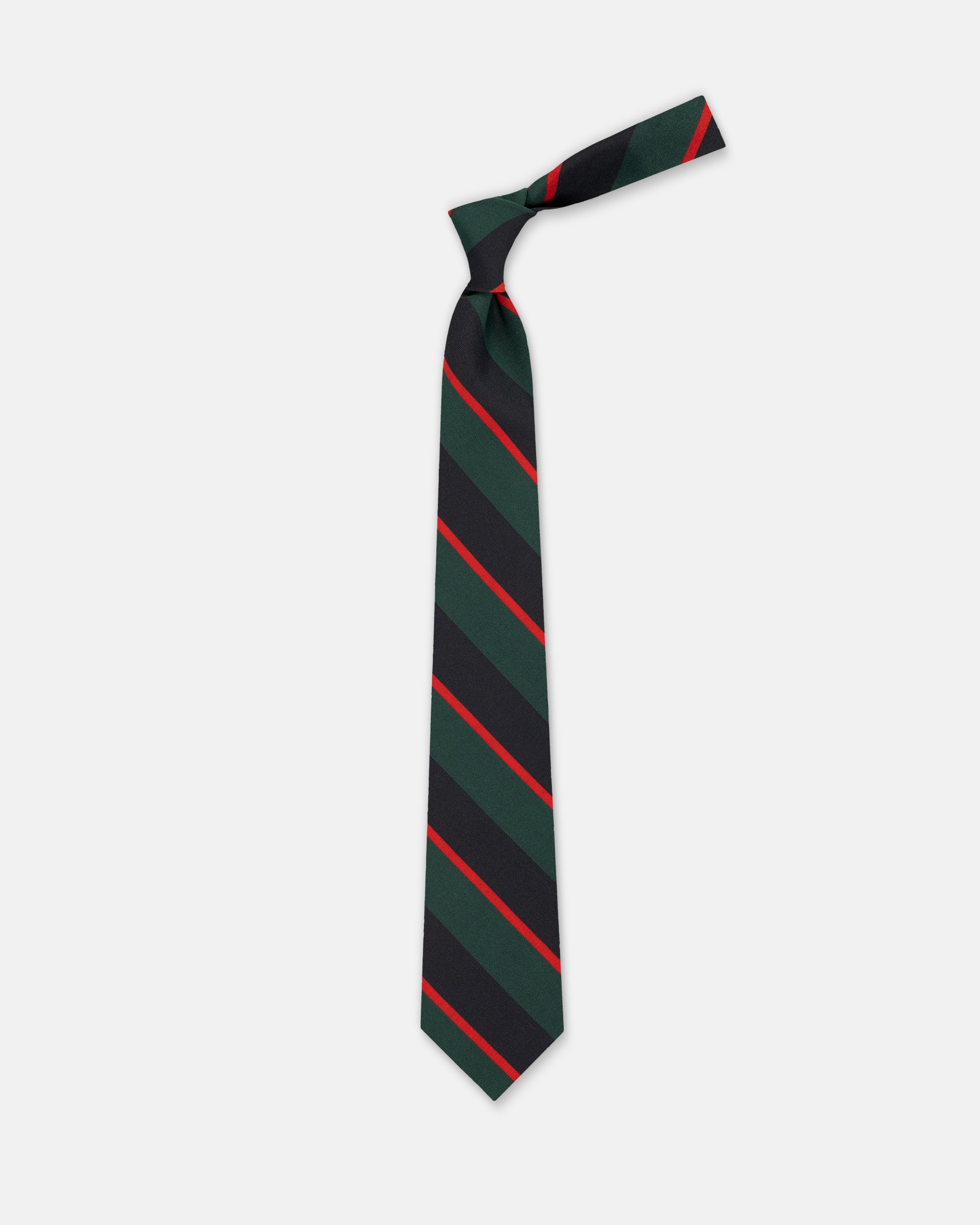 Made-in-UK Green Block Stripe Irish Poplin Tie