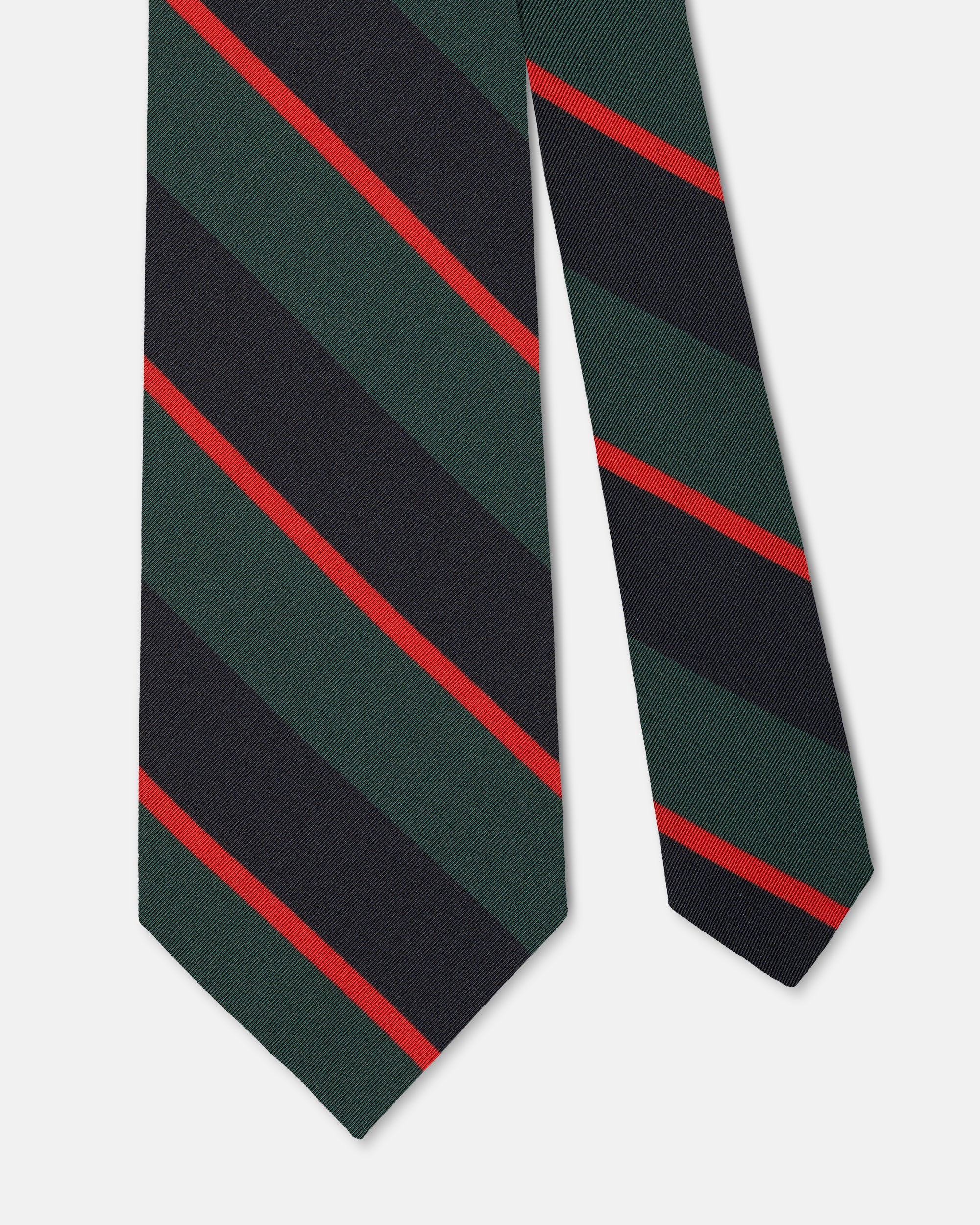 Made-in-UK Green Block Stripe Irish Poplin Tie