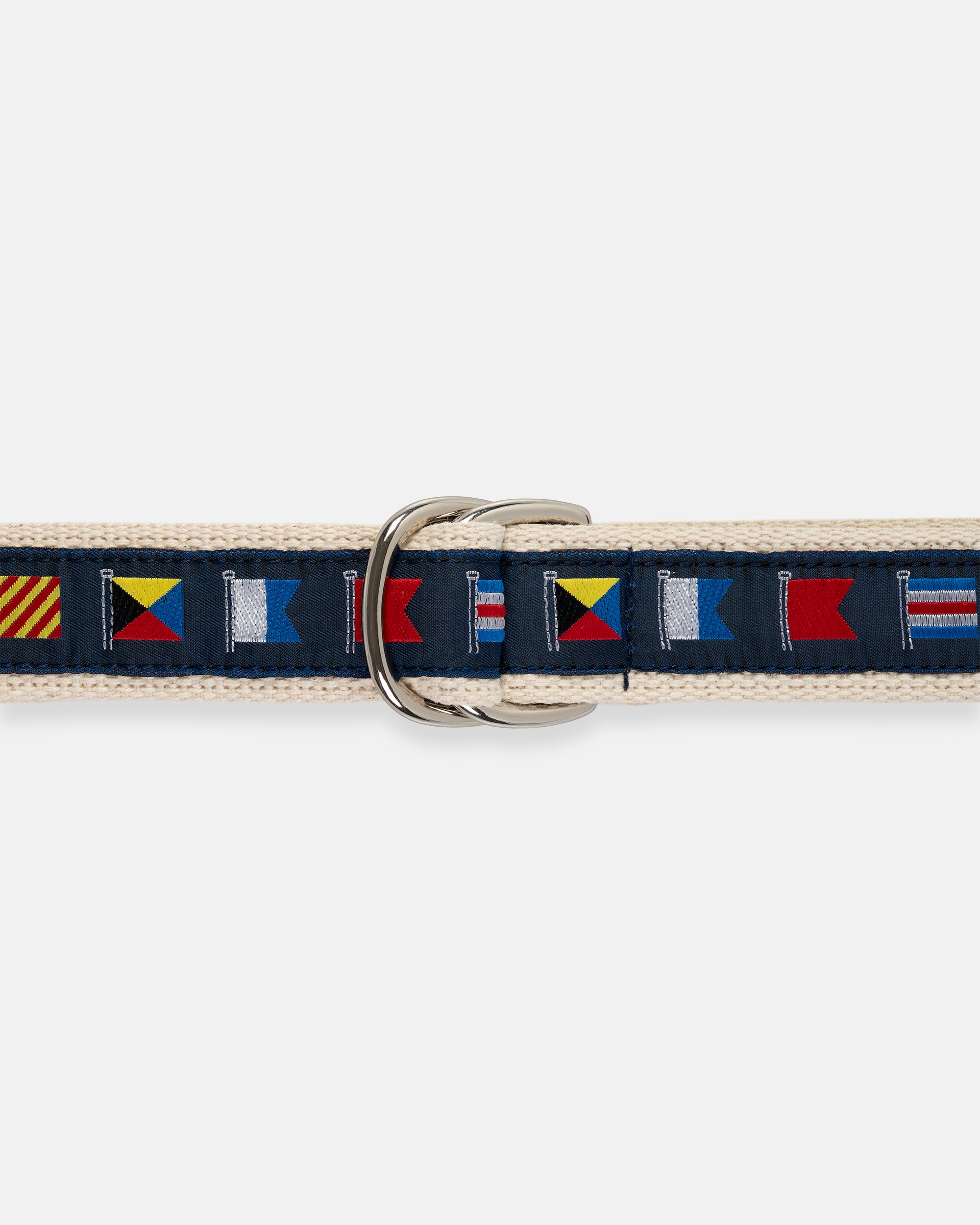 Made-in-USA Nautical Flags Motif D Ring Belt