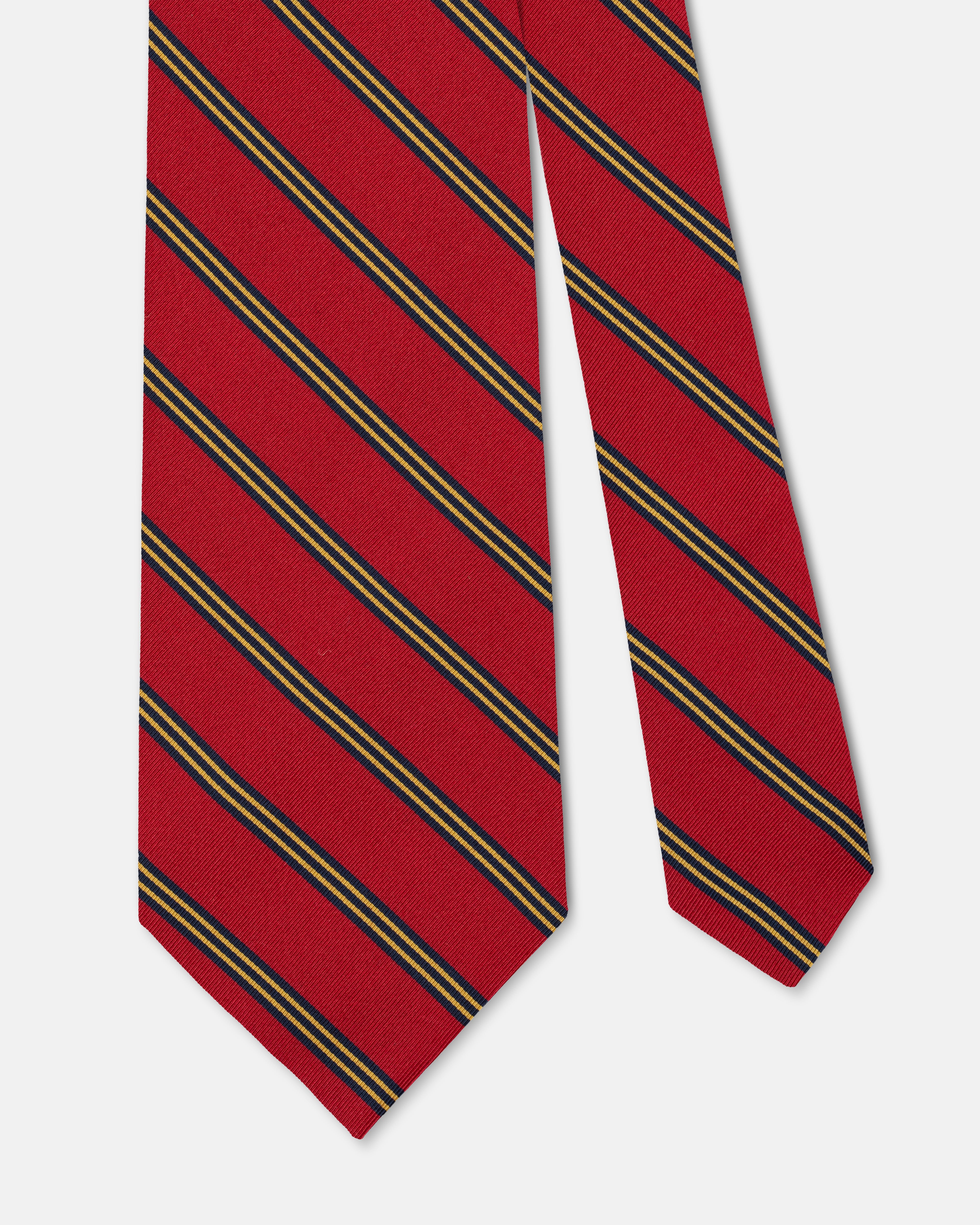 Made-in-UK Red & Navy Triple Stripe Irish Poplin Tie