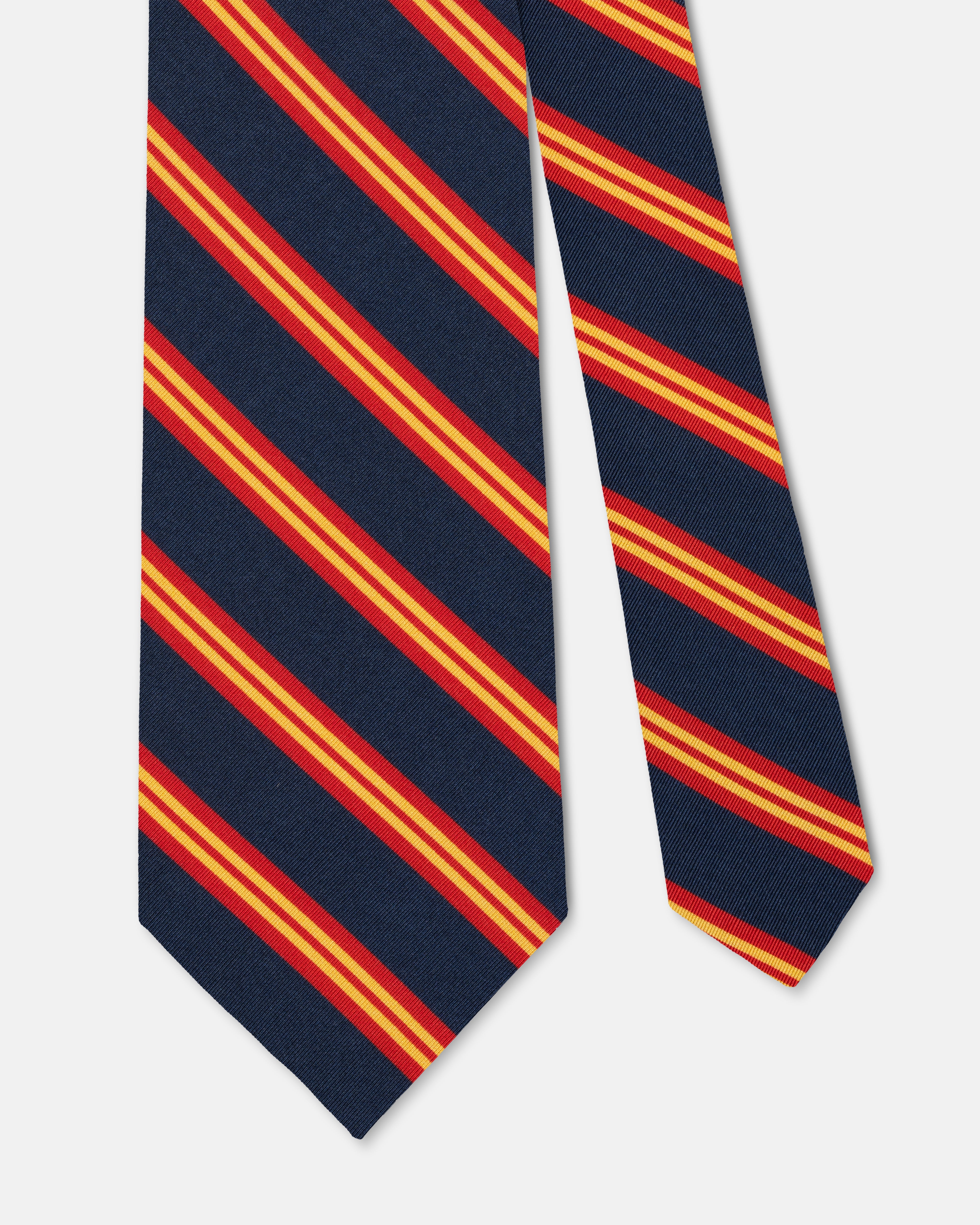 Made-in-UK Navy & Red Triple Stripe Irish Poplin Tie