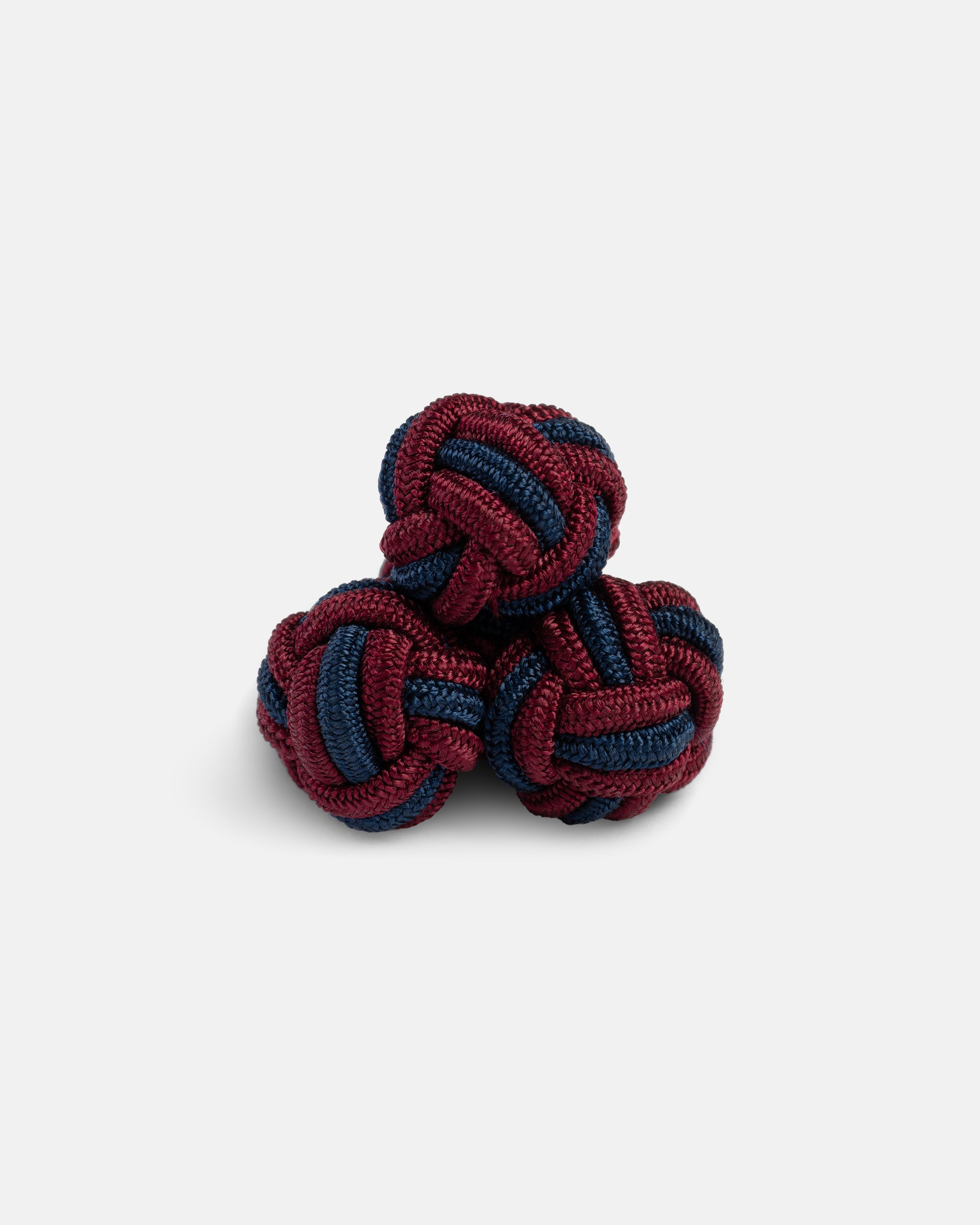 Burgundy & Blue Monkey's Fist Silk Knot Cufflinks
