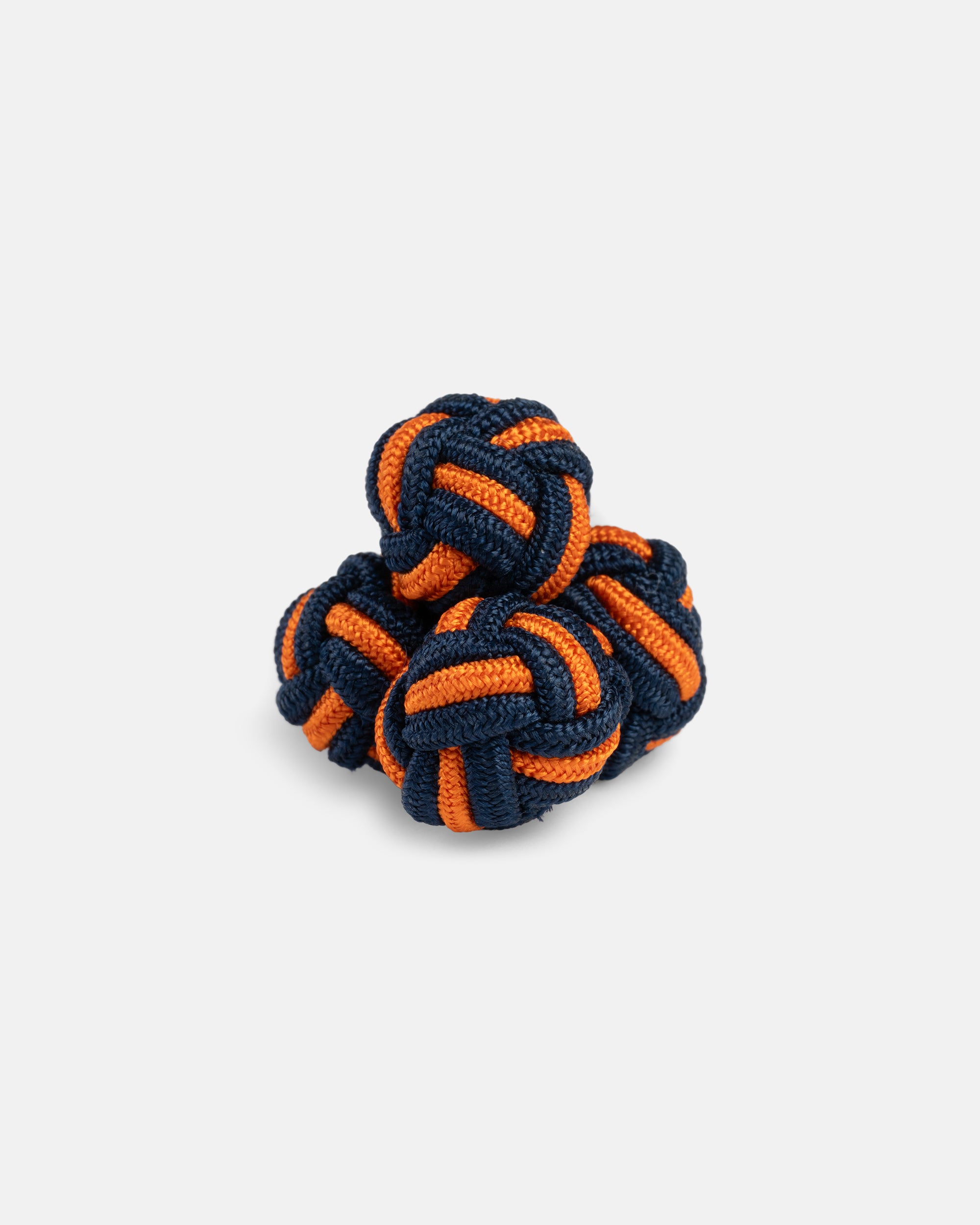 Navy & Orange Monkey's Fist Silk Knot Cufflinks