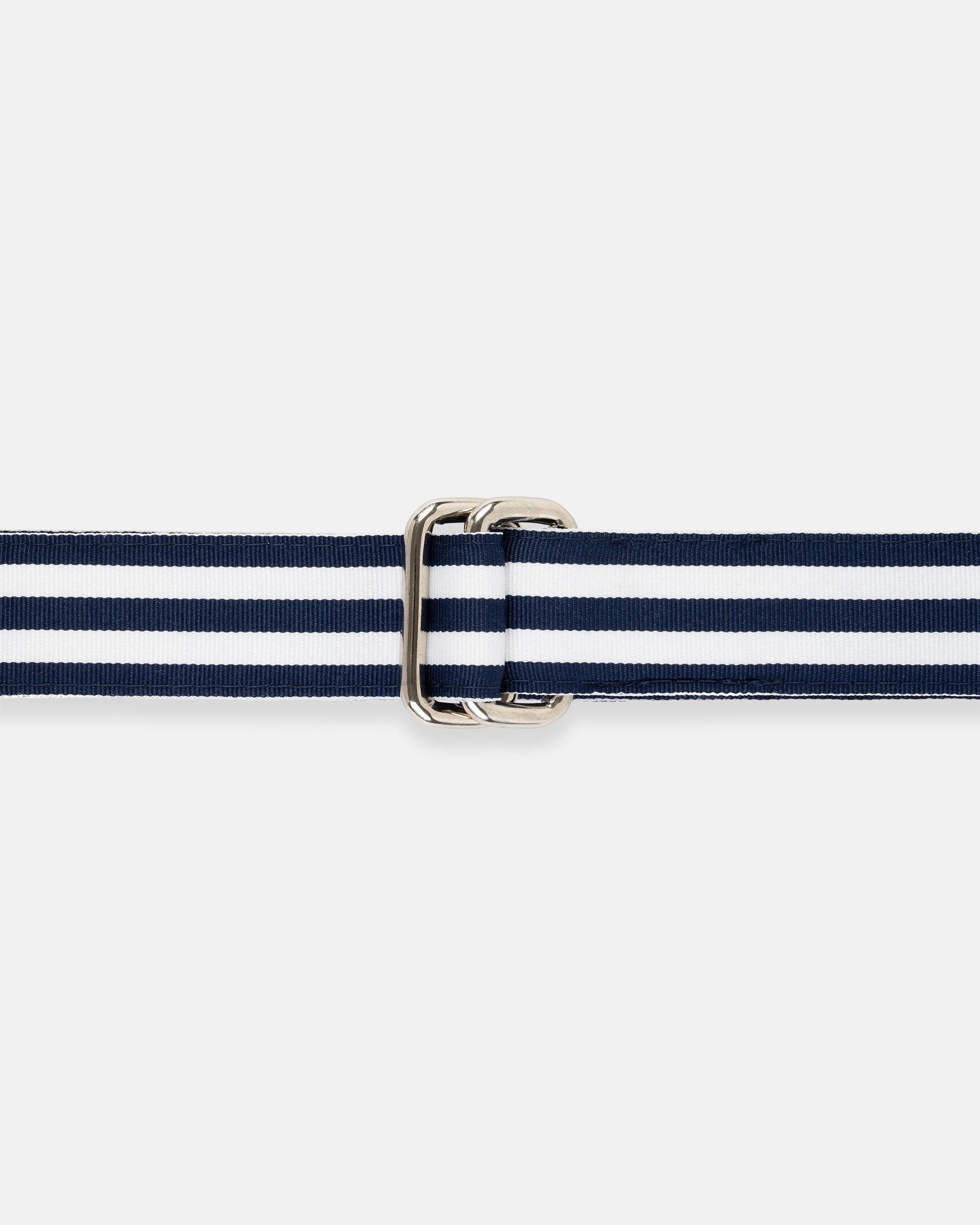 Made-in-USA Navy & White Striped Grosgrain Ribbon Belt