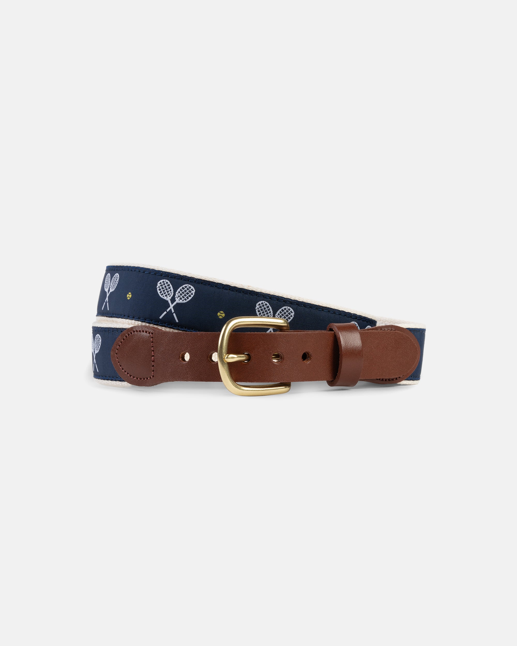 Made-in-USA Tennis Rackets Motif Belt