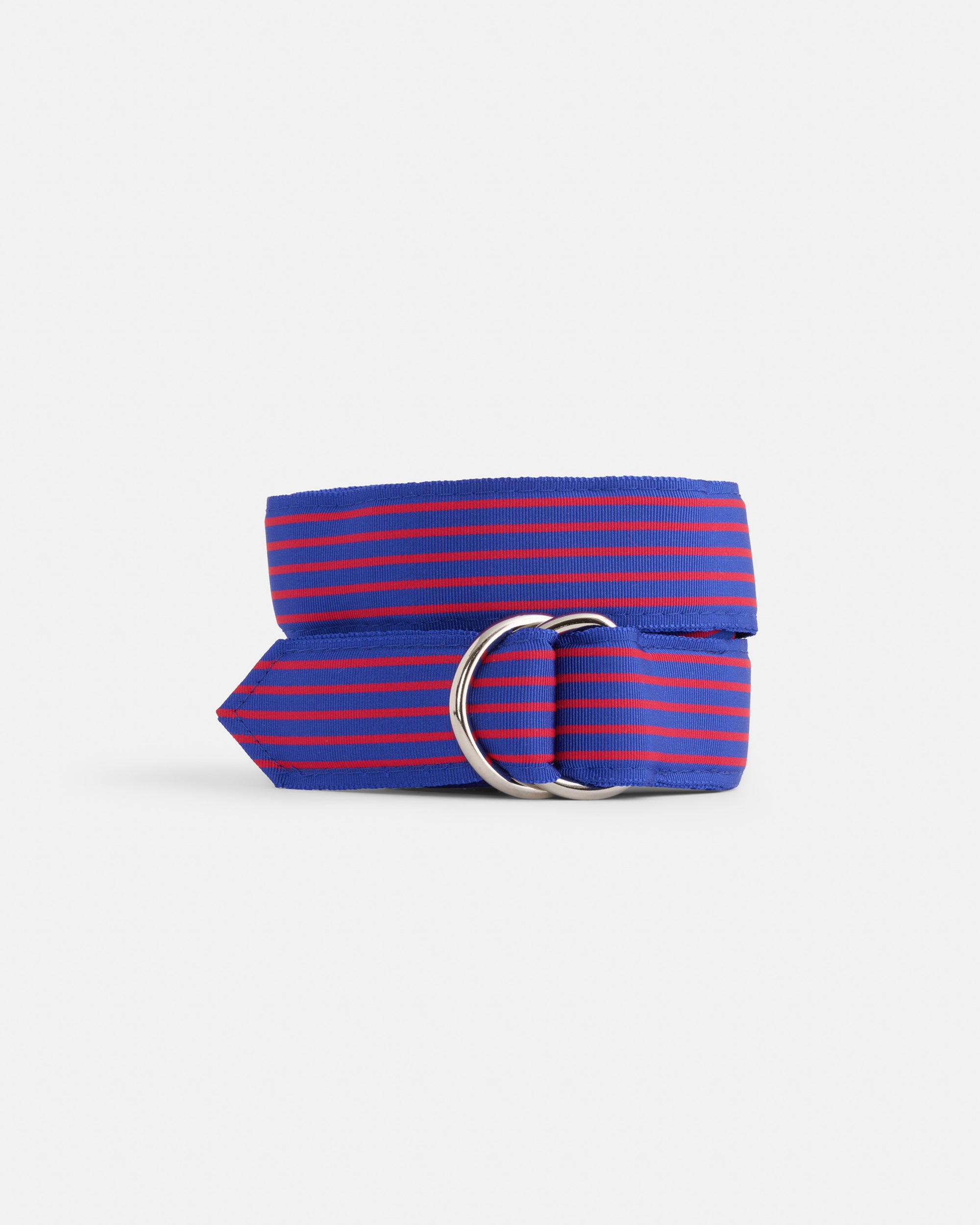 Made-in-USA Royal & Red Striped Ribbon Belt
