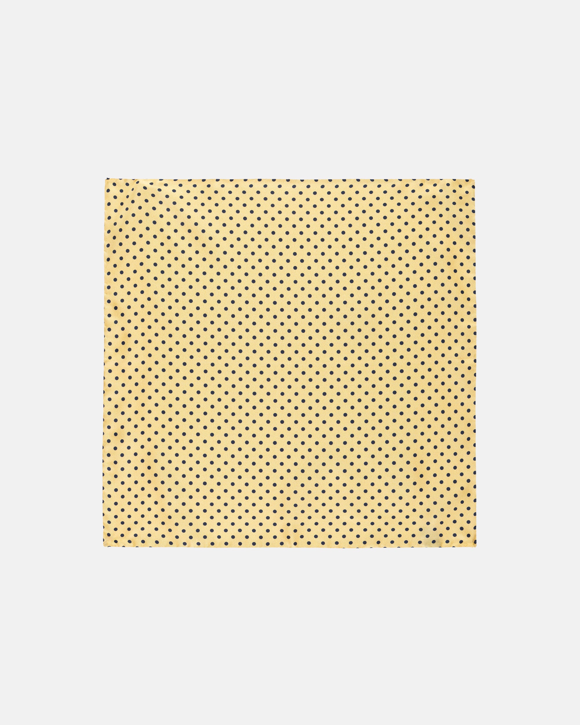 Made-in-Italy Yellow & Navy Polka Dot Silk Pocket Square