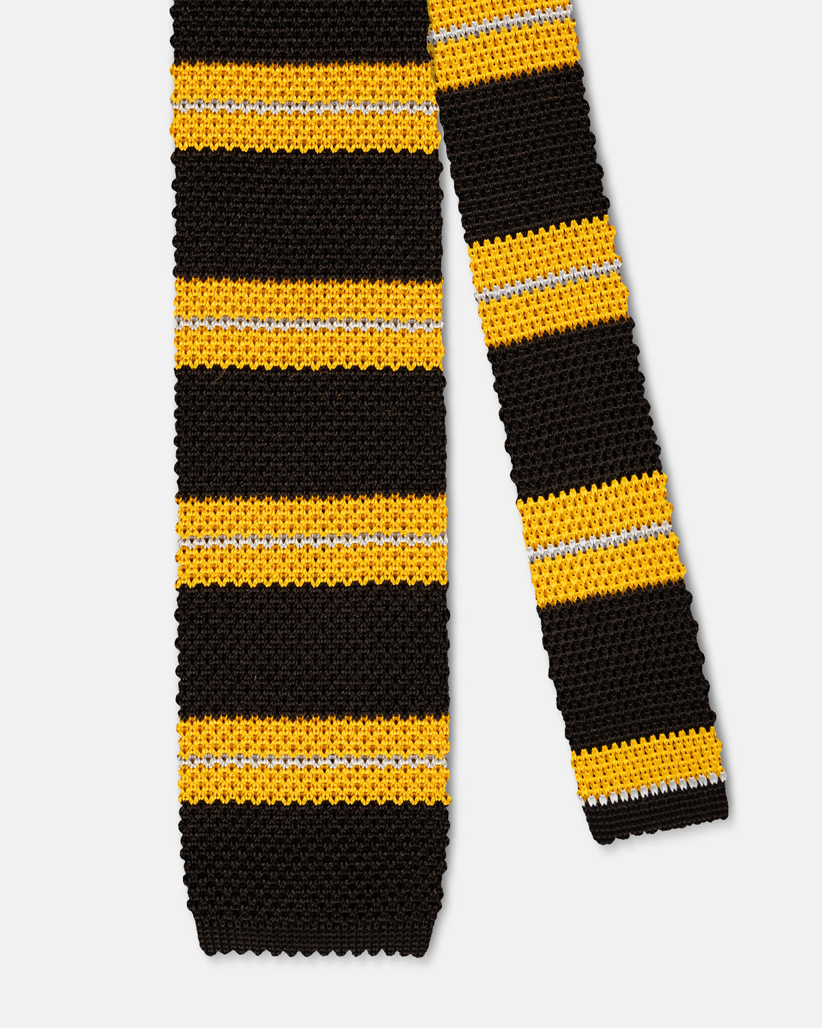 Made-in-Italy Black, Yellow & Light Blue Regimental Stripe Silk Knit Tie