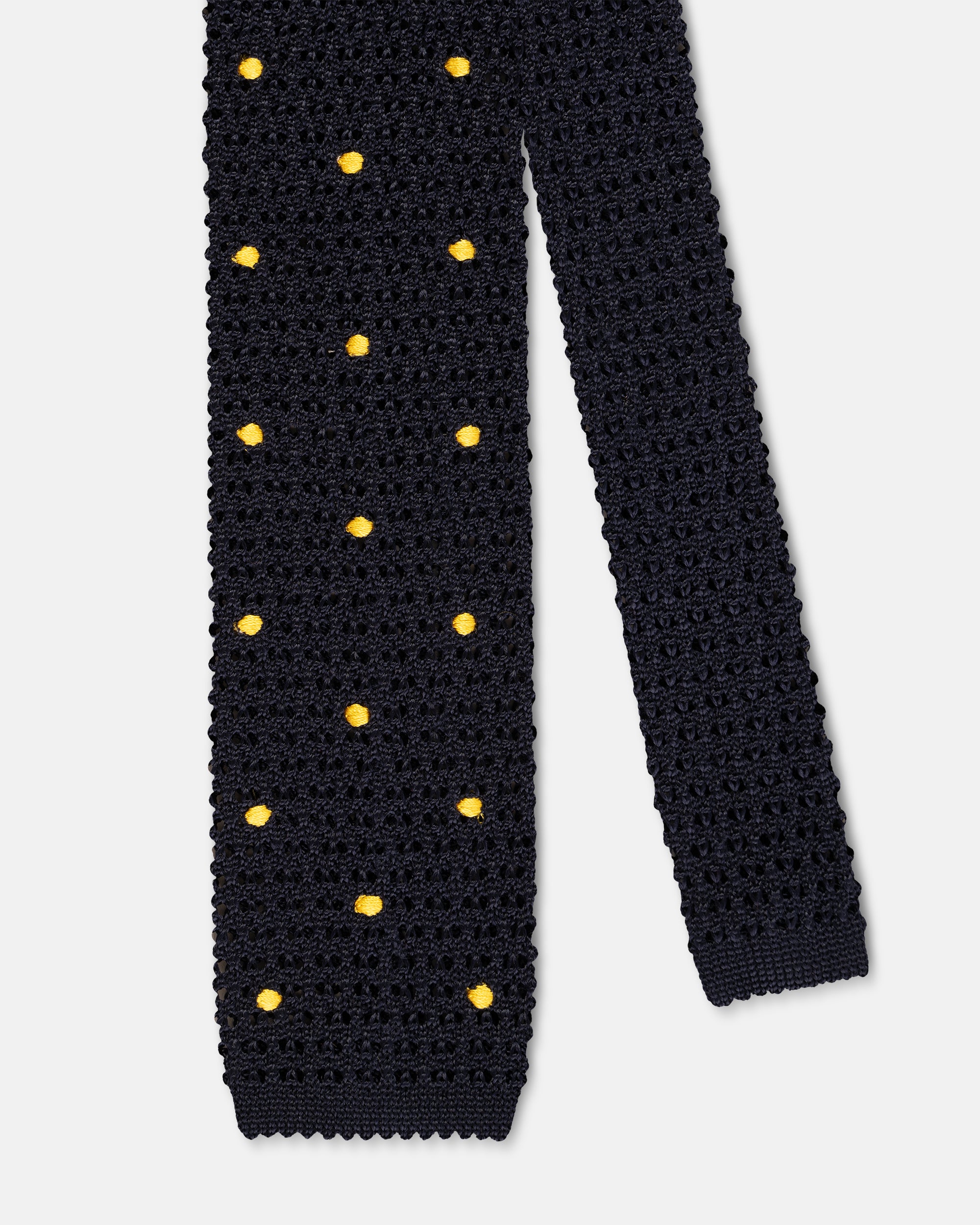 Made-in-Italy Navy & Gold Dots Silk Knit Tie