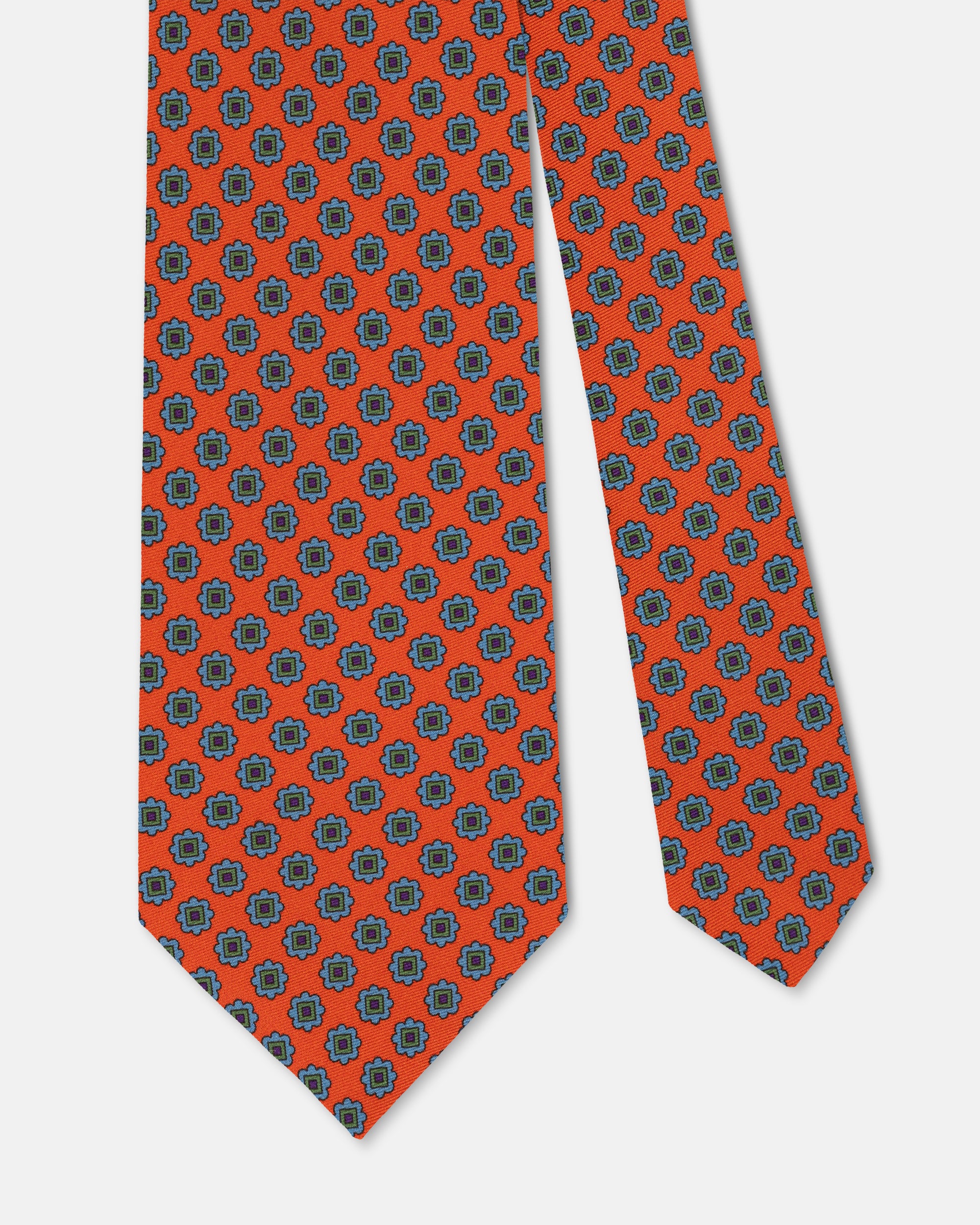 Made-in-UK Orange Foulard Print Tie