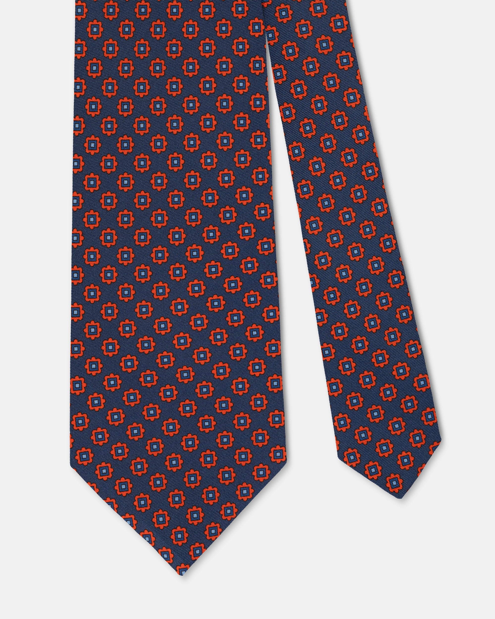 Made-in-UK Light Navy Foulard Print Tie