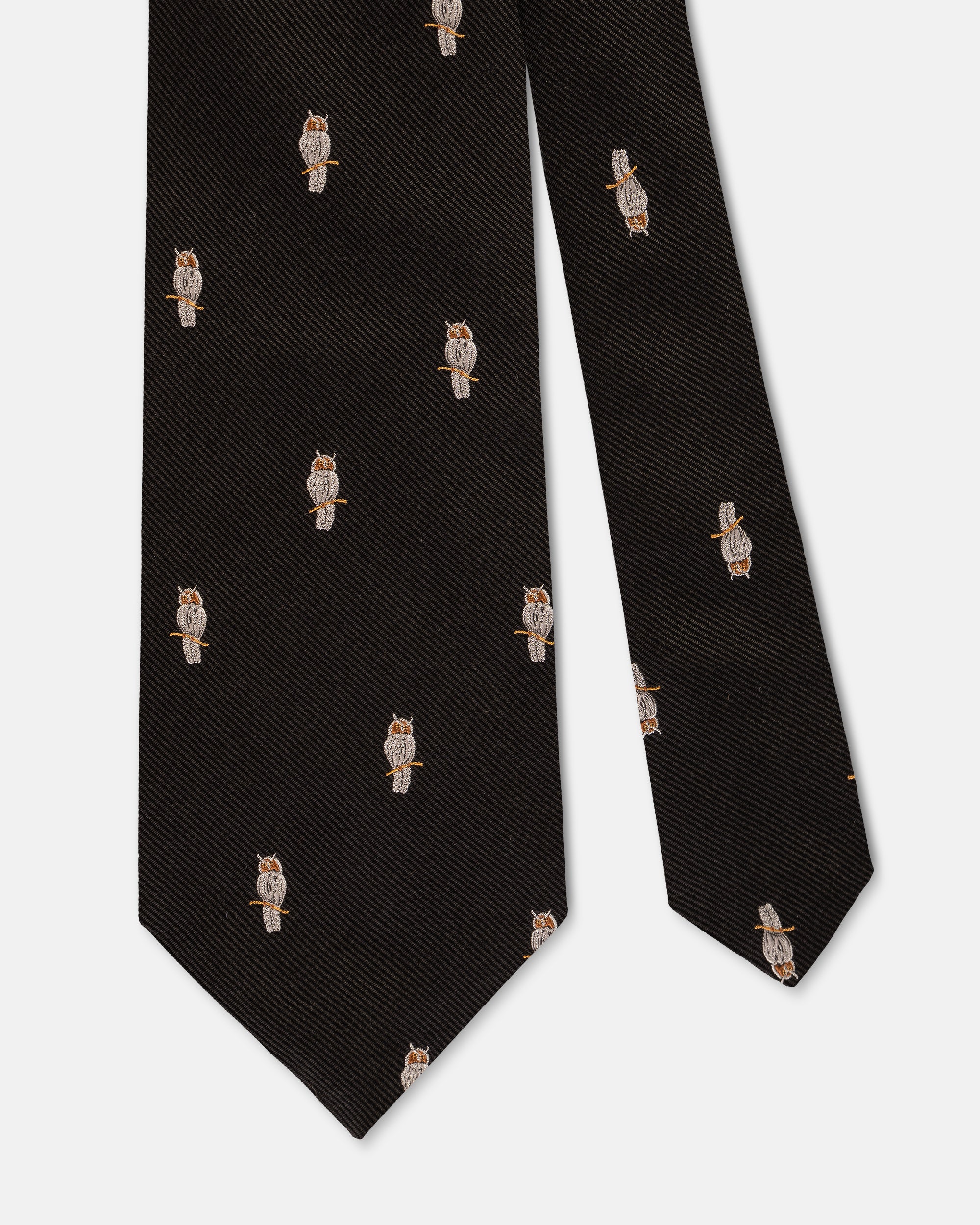 Made-in-UK Black Owl Club Tie