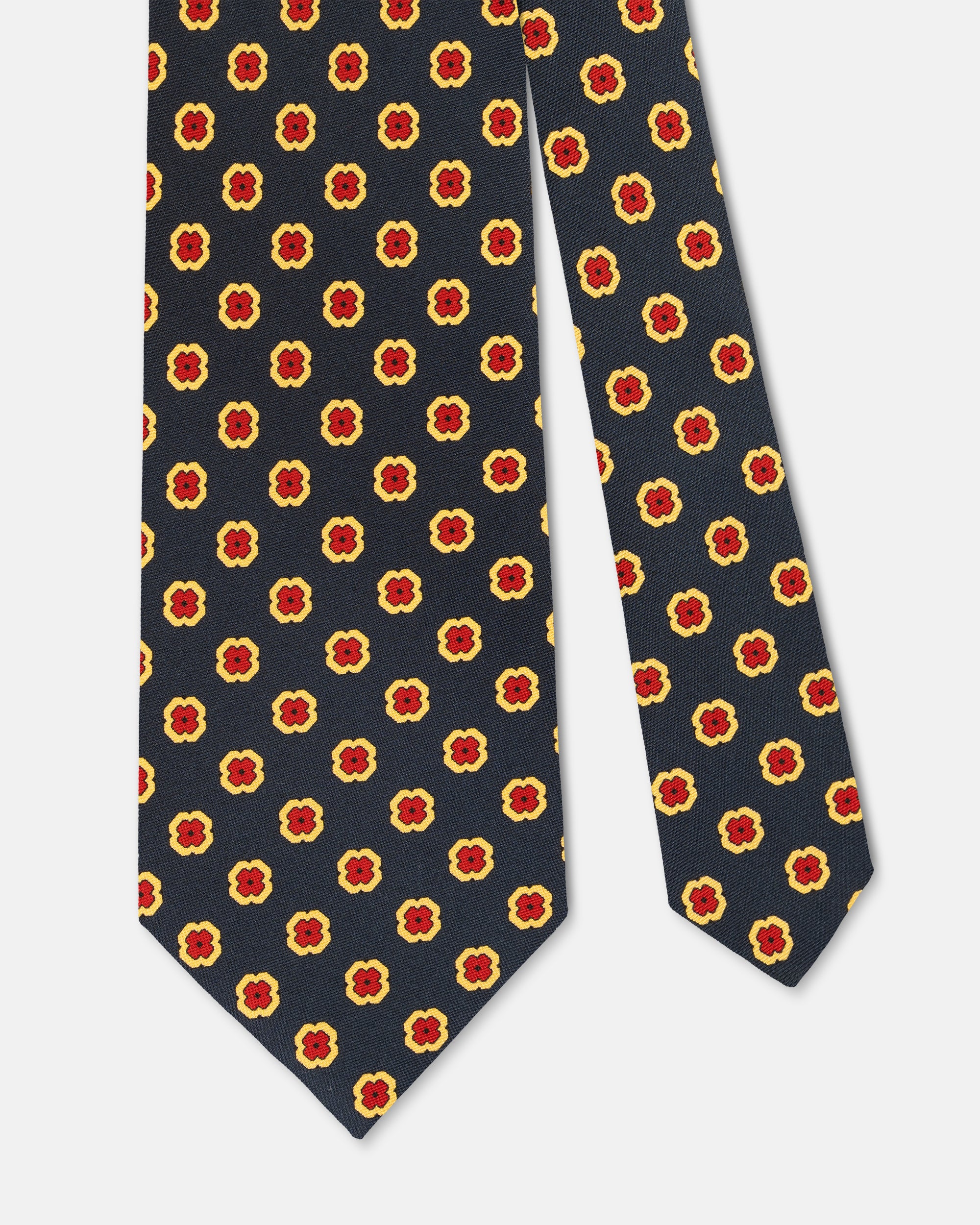 Made-in-UK Navy Medallion Print Tie