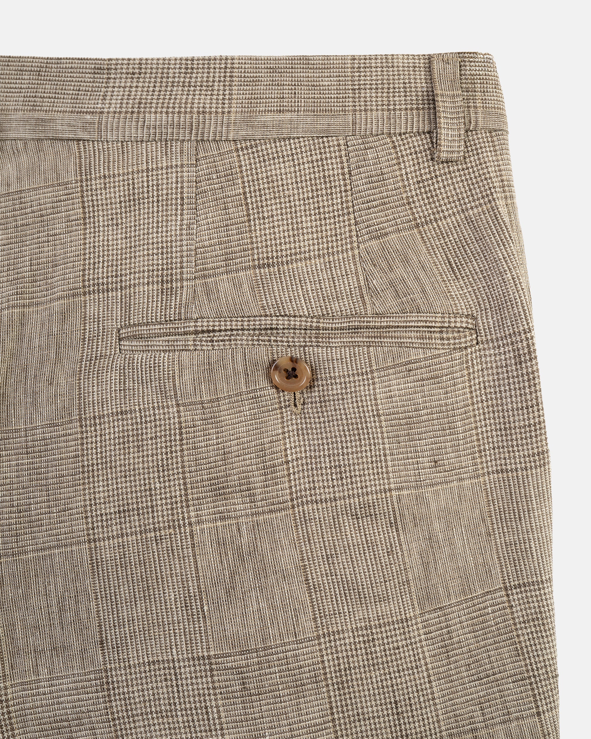 Made-in-USA Tan Prince of Wales Linen Trouser