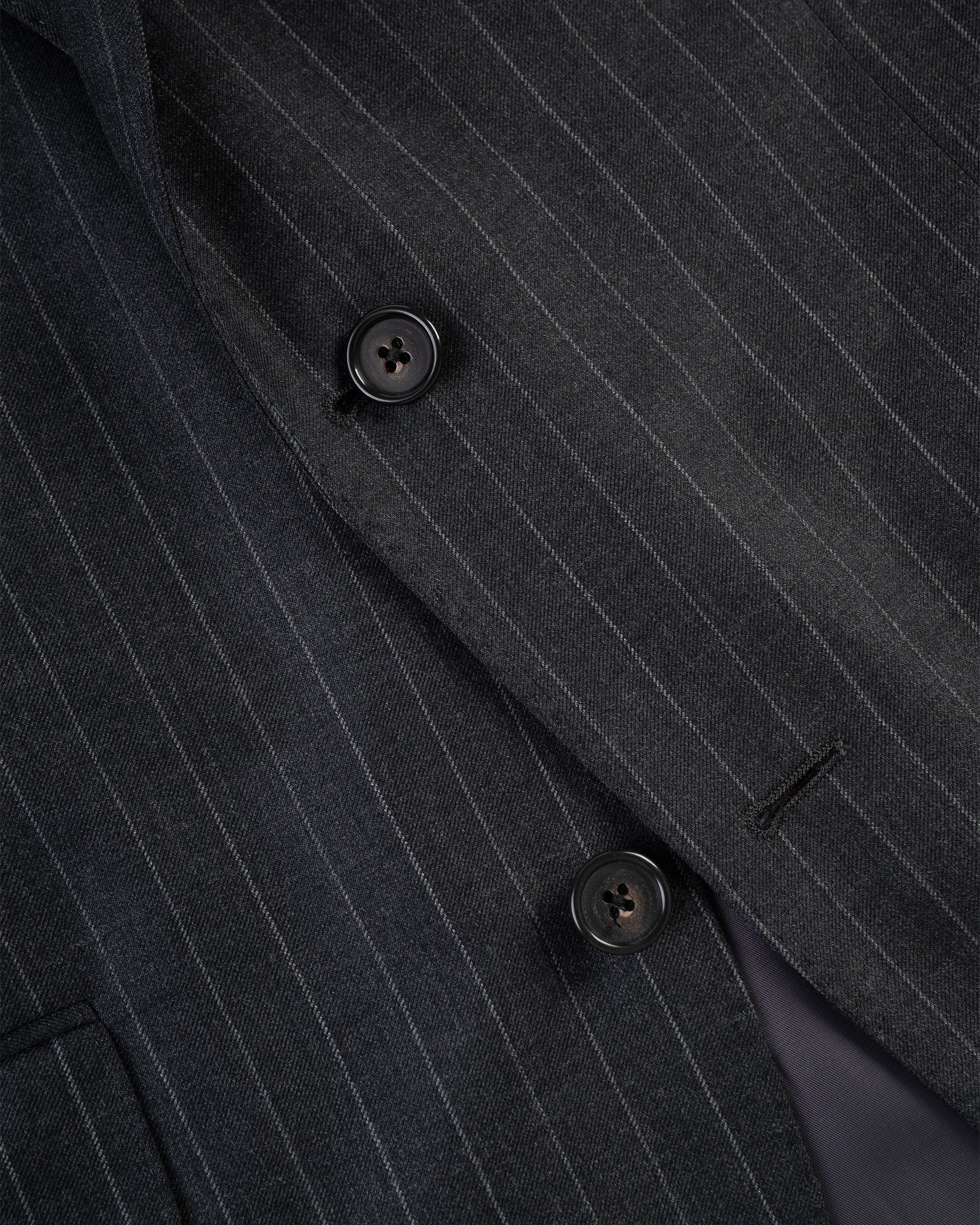 Made-in-USA Charcoal Chalkstripe Two-Button Darted Suit