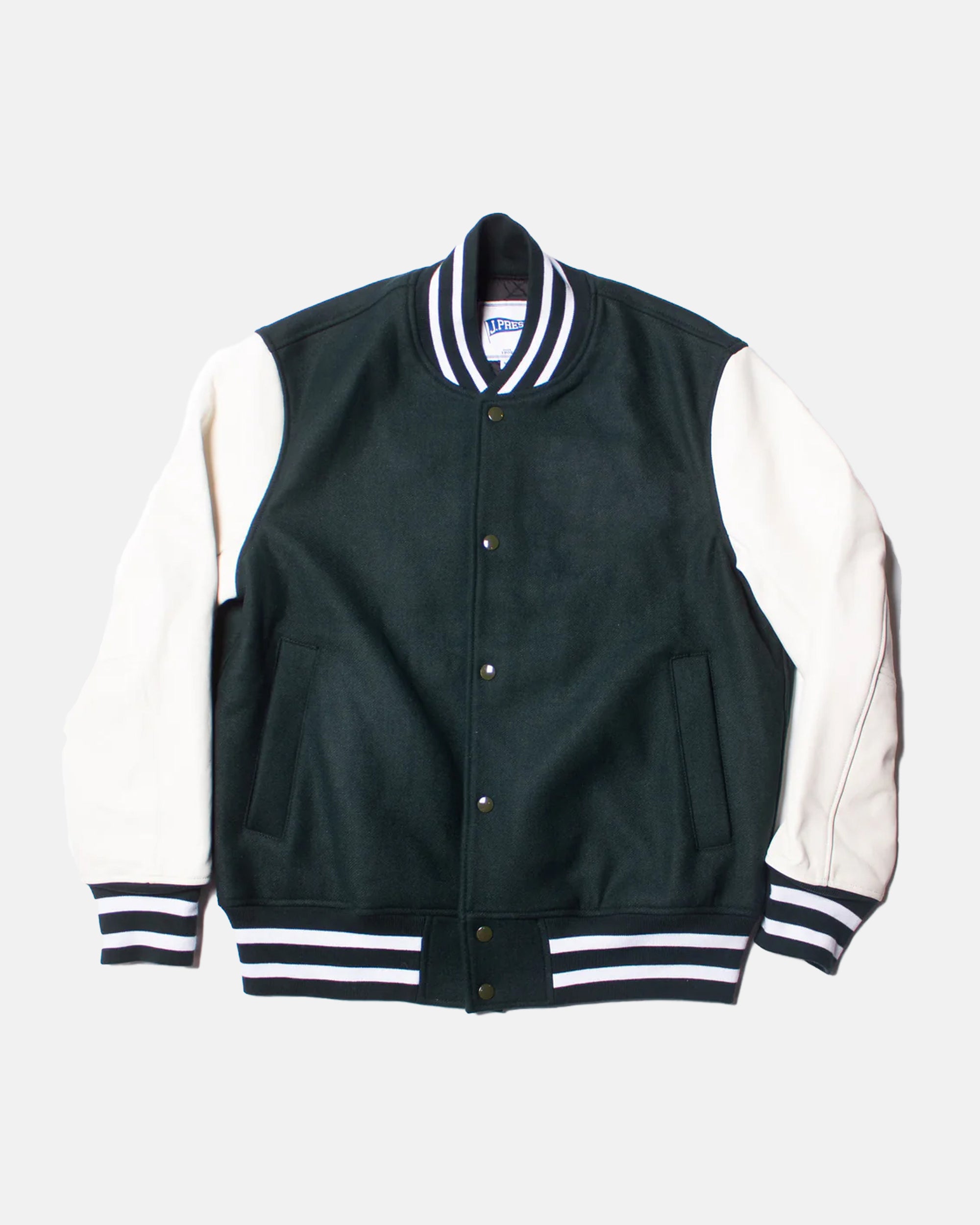 Green Wool Varsity Jacket - Trim Fit