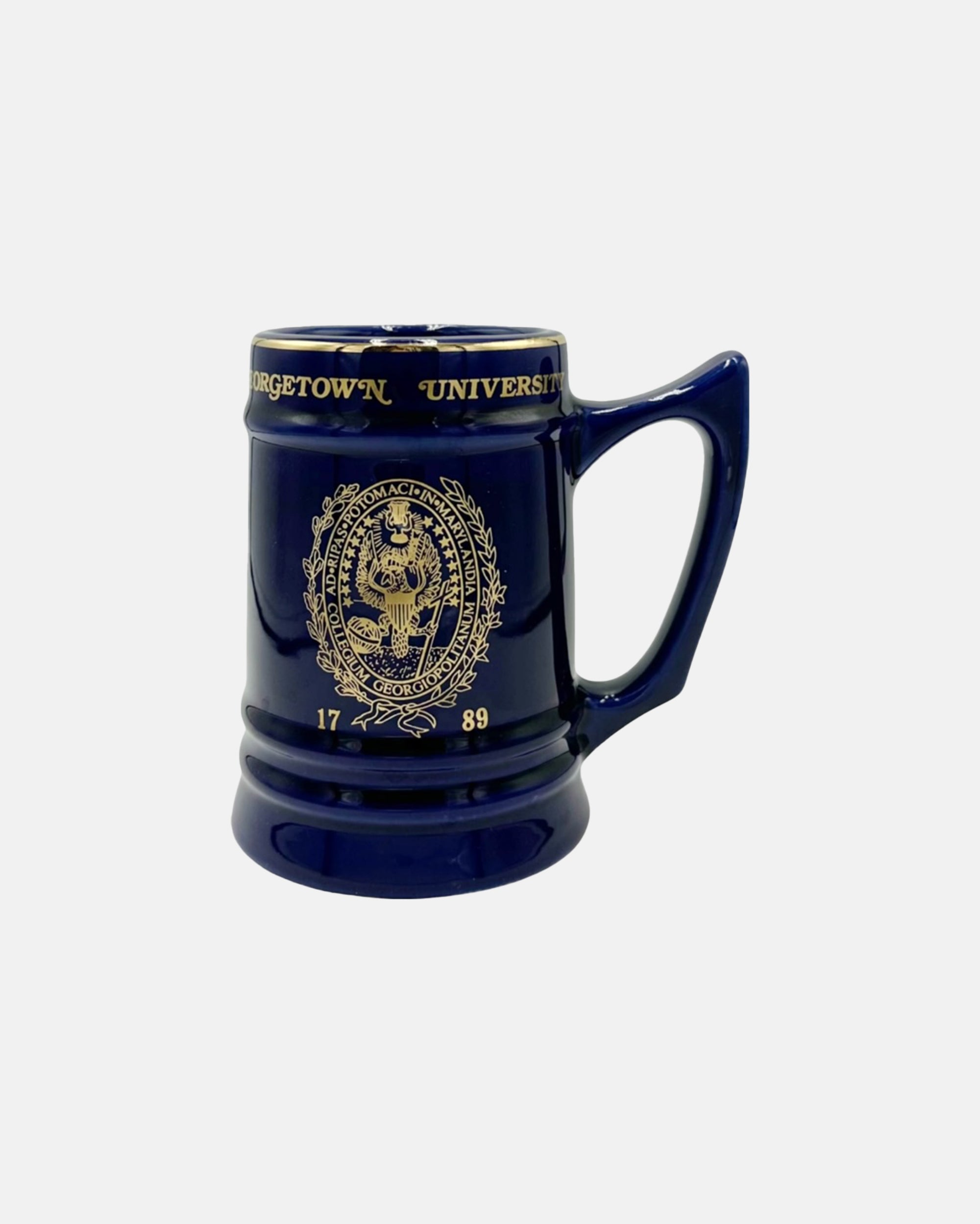 Vintage Georgetown University Cobalt Blue Ceramic Mug