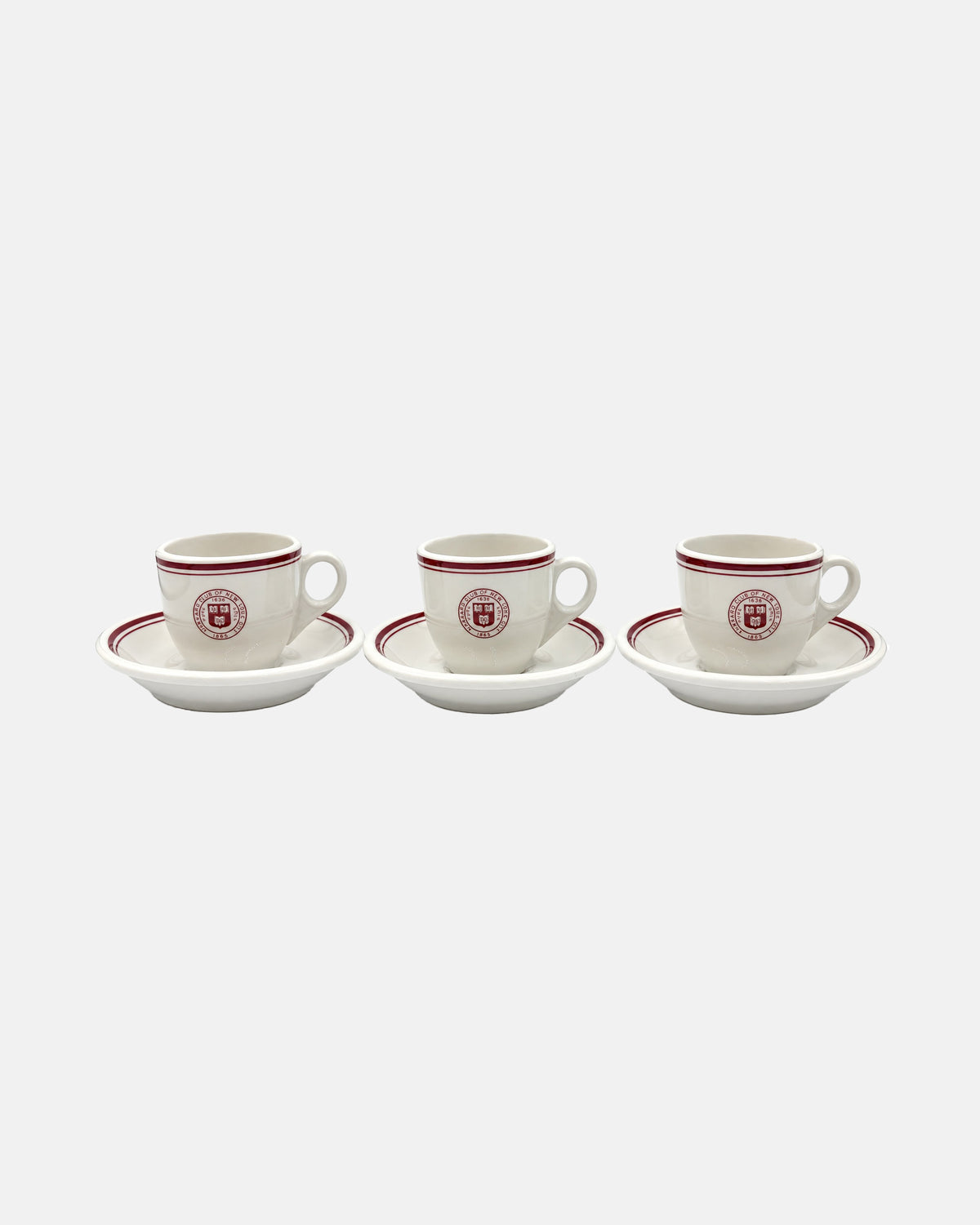 Vintage Harvard Club of New York Set of 3 Demitasse Cups & Saucers