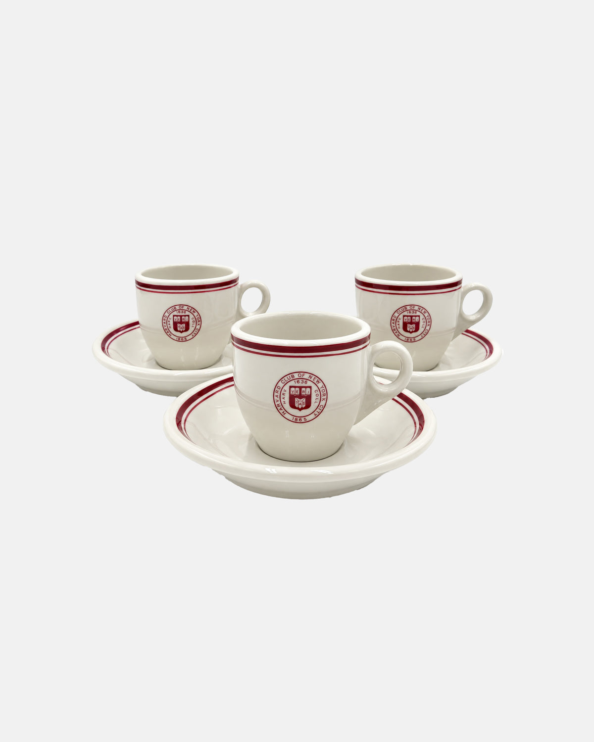 Vintage Harvard Club of New York Set of 3 Demitasse Cups & Saucers