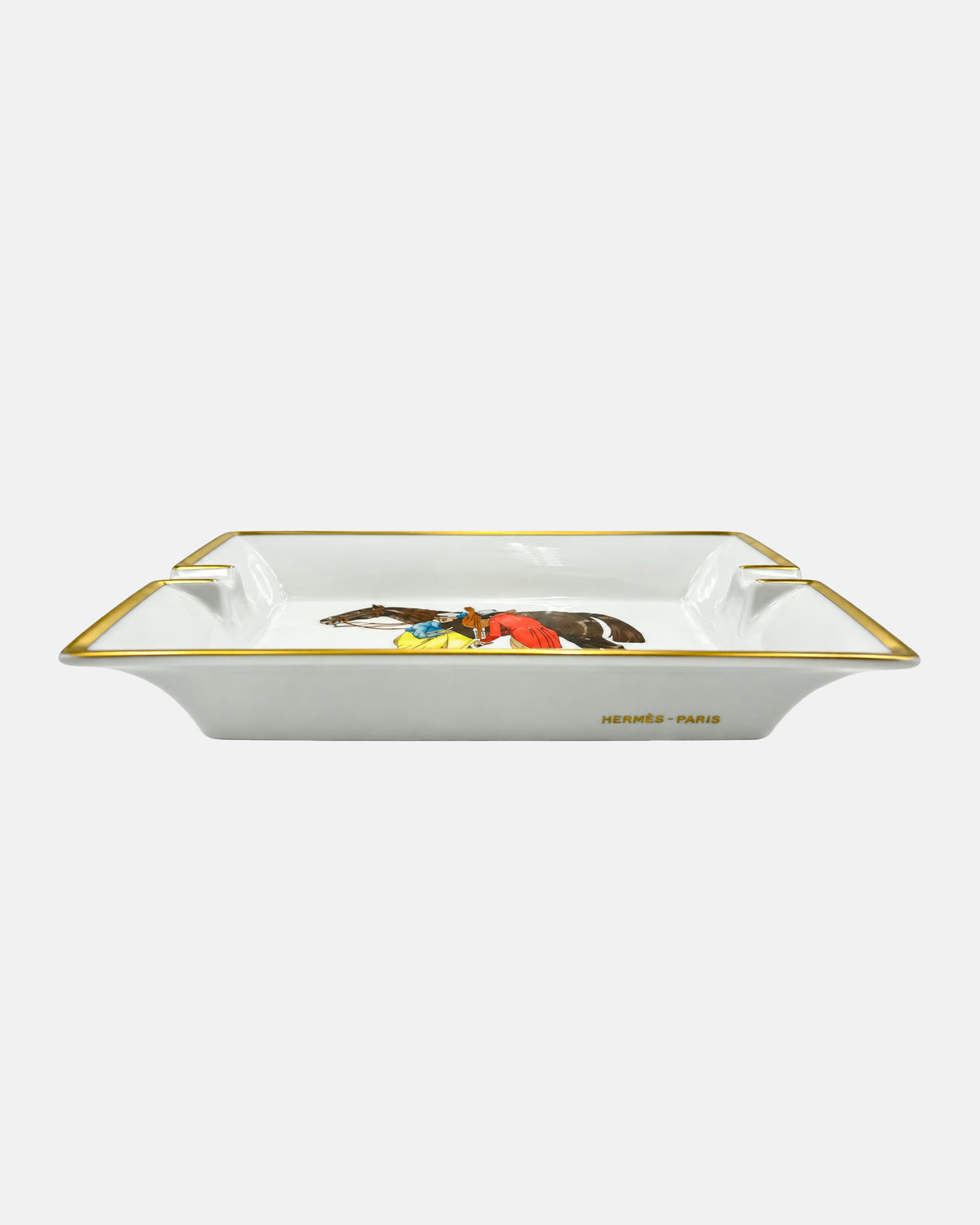 Vintage Hermes Paris Philippe Ledoux Equestrian Porcelain Ashtray Catchall Dish