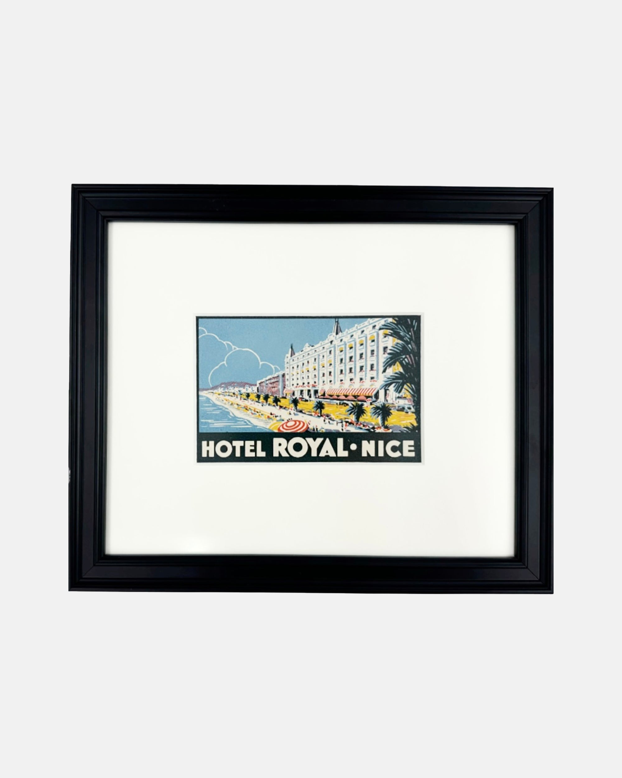 Vintage Hotel Royal Nice French Riviera Framed Luggage Label