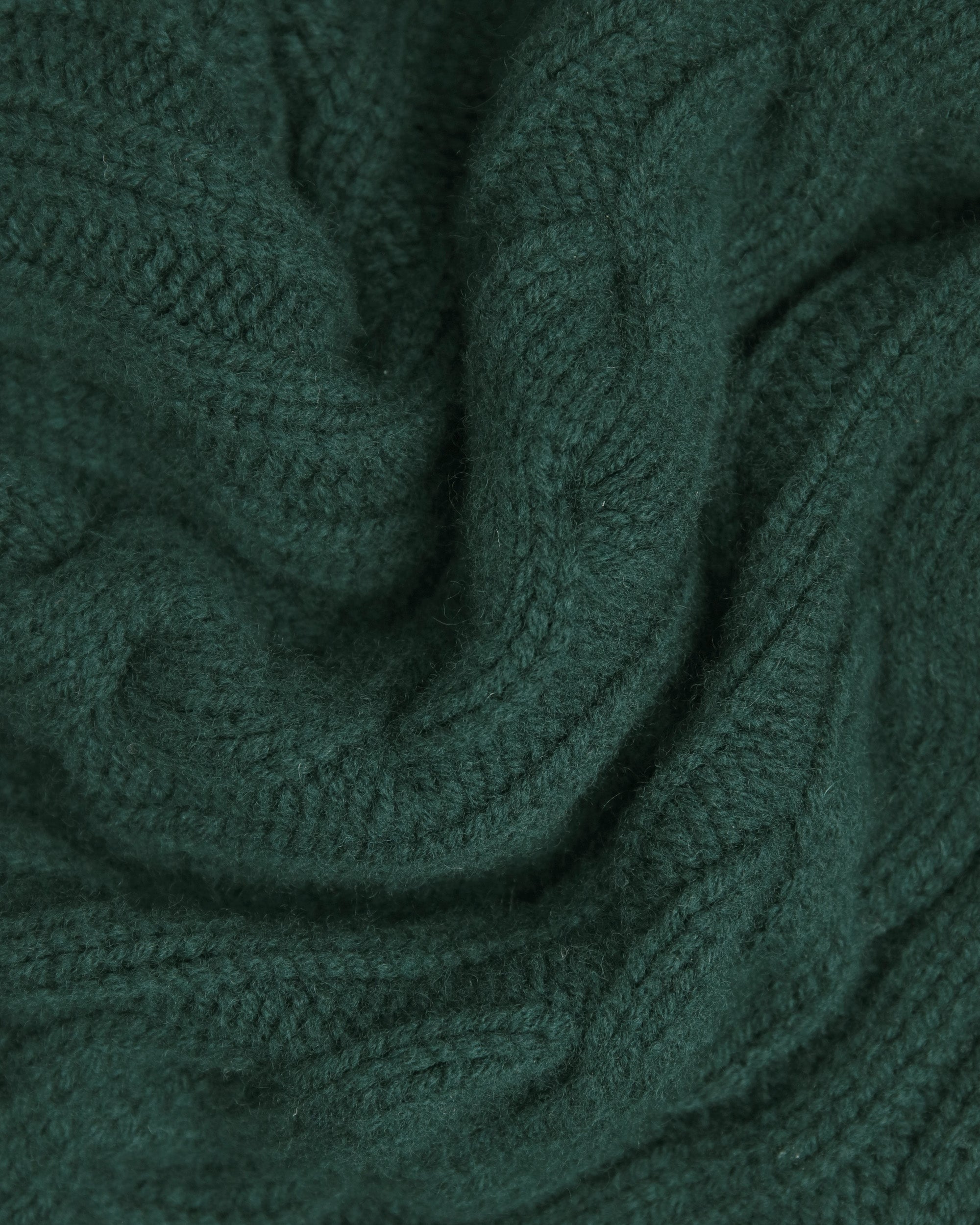 Made-in-Scotland Green Shawl Collar Cable Knit Cardigan