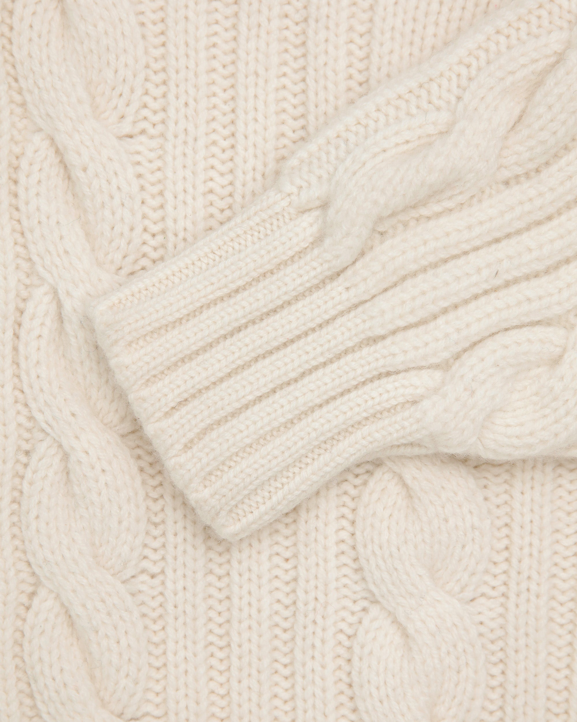 Made-in-Scotland Natural Shawl Collar Cable Knit Cardigan