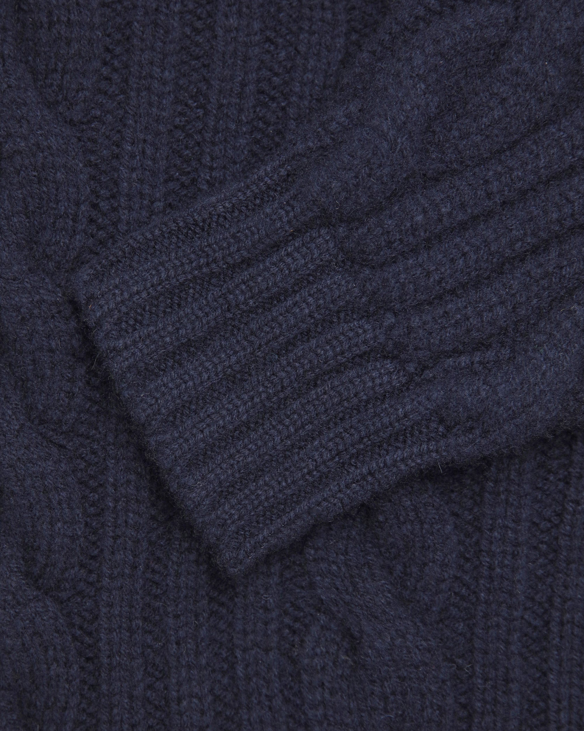 Made-in-Scotland Navy Shawl Collar Cable Knit Cardigan