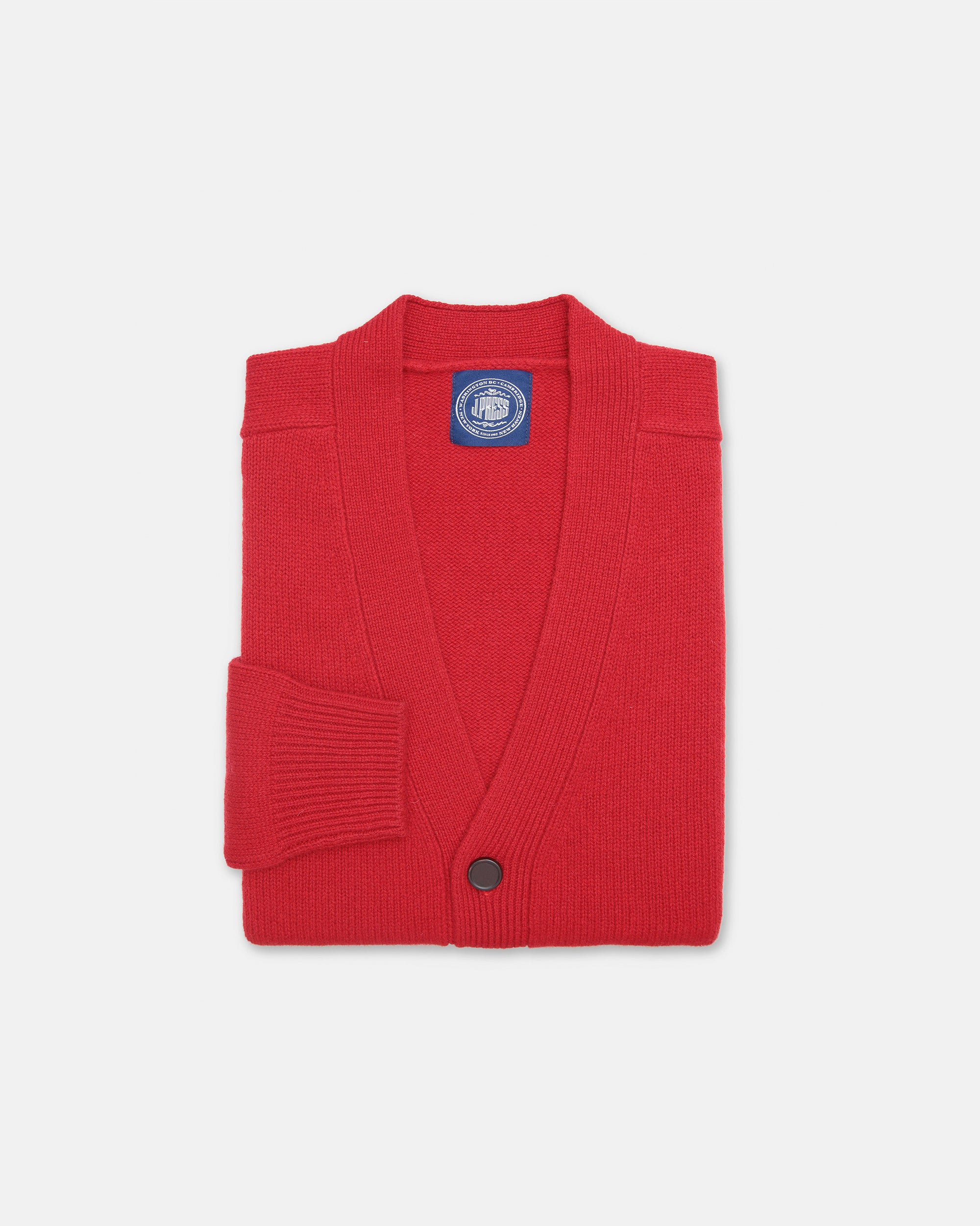 Red Lambswool Cardigan Sweater