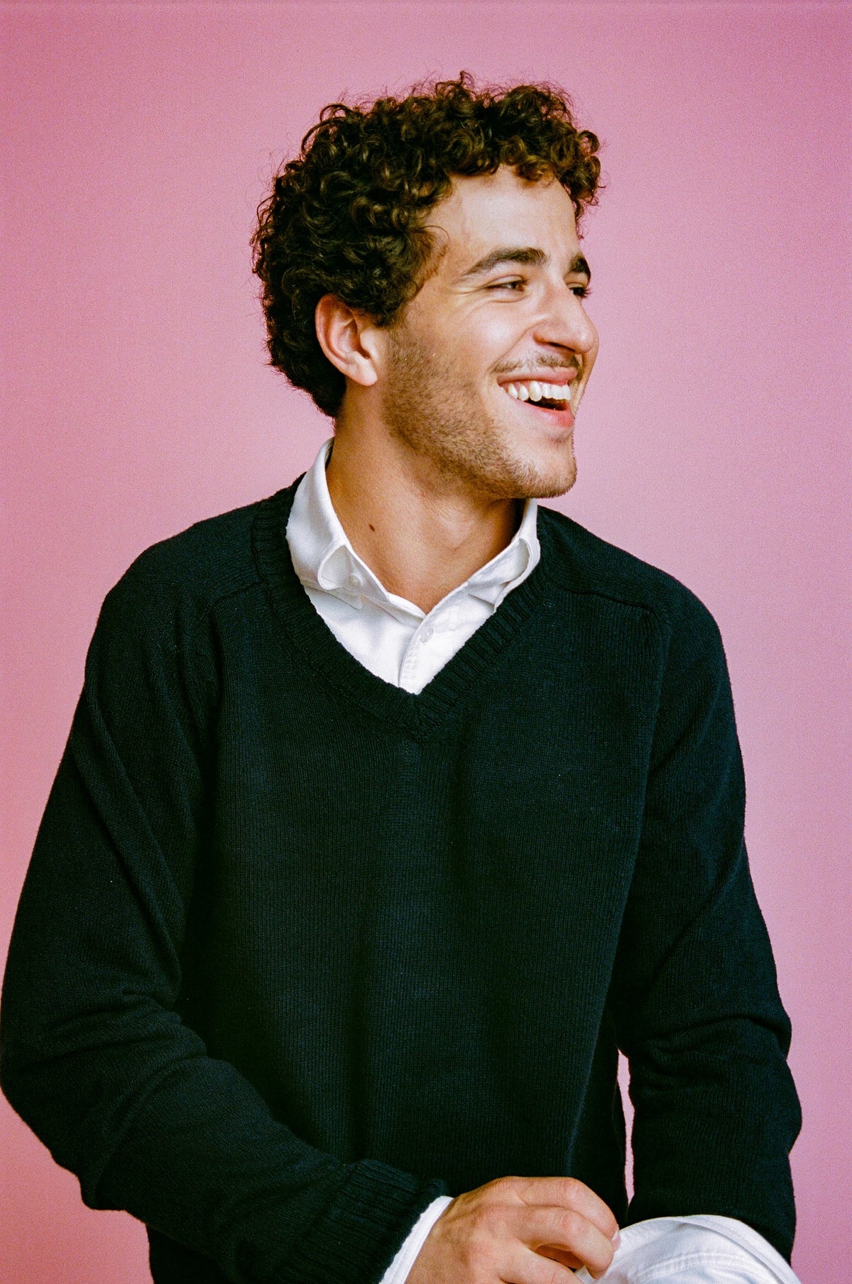 Vito's Navy V-Neck Cotton Sweater